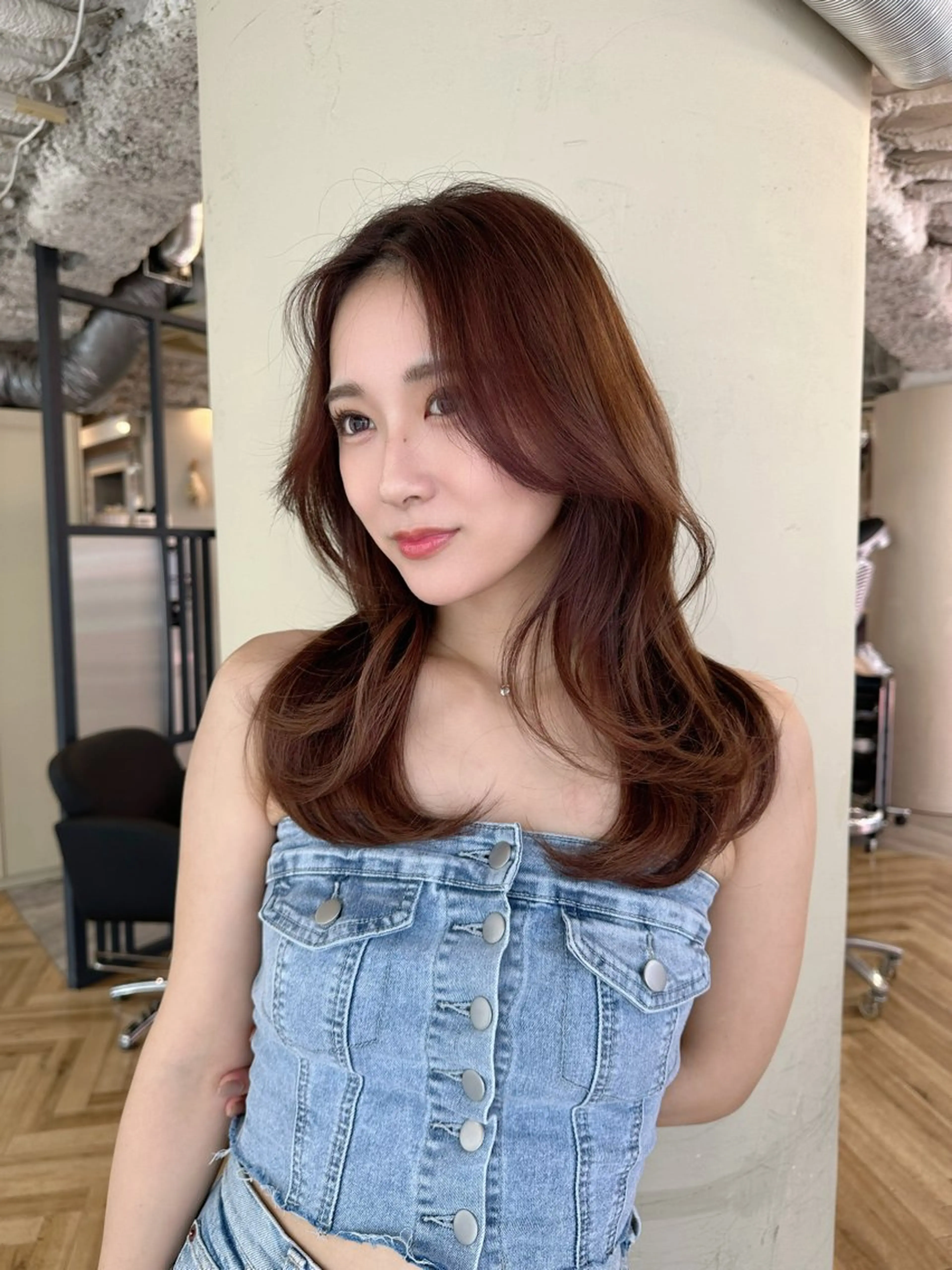 セミロング くびれヘア 韓国風ヘア レイヤーカット レイヤー/顔周り 田山　穂波のヘアスタイル