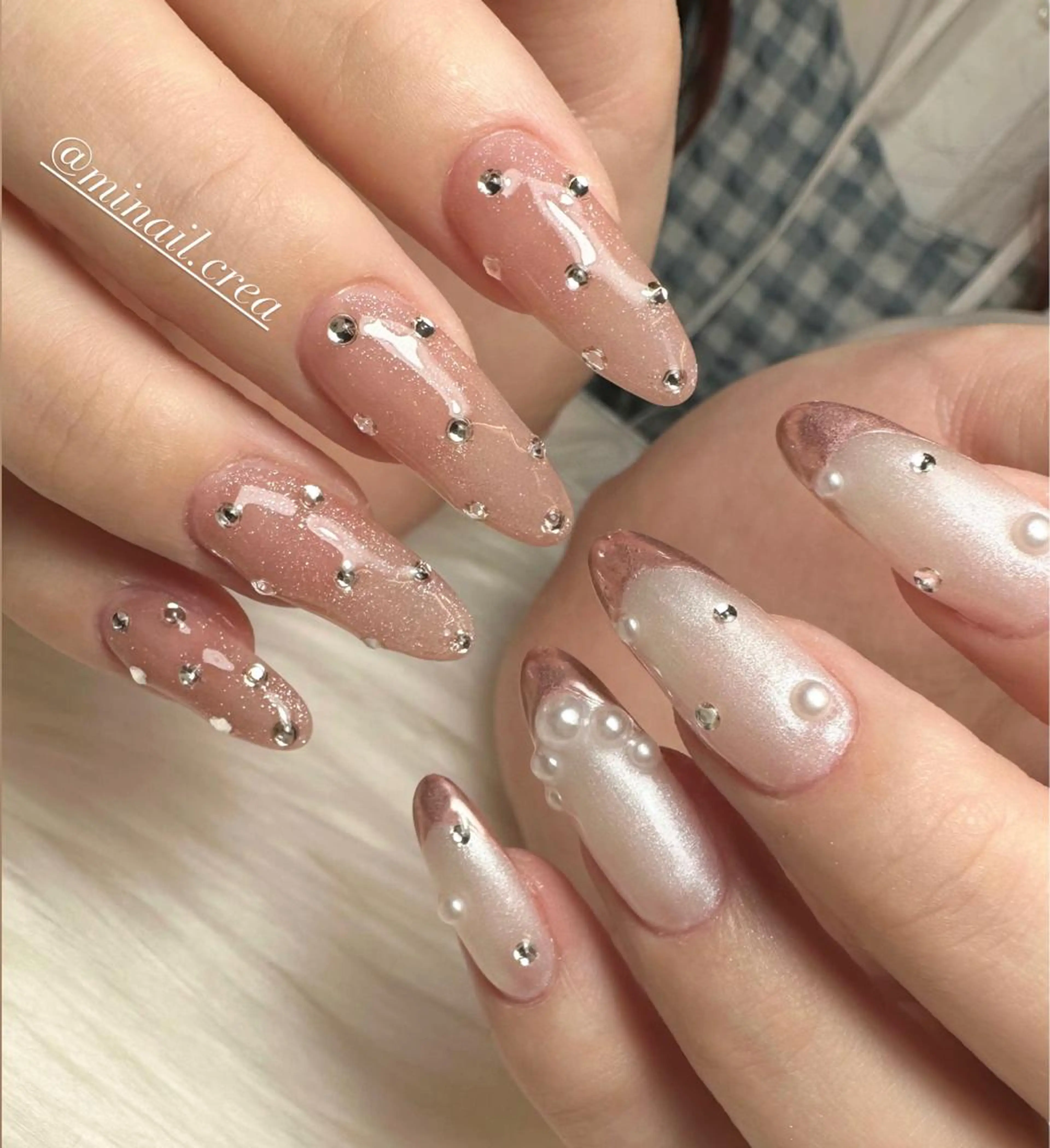 ネイル フレンチネイル ロングネイル マグネットネイル ミラーネイル スカルプネイル ハンドネイル CRéA　-private nailsalon-所属・CReA nailのネイルデザイン