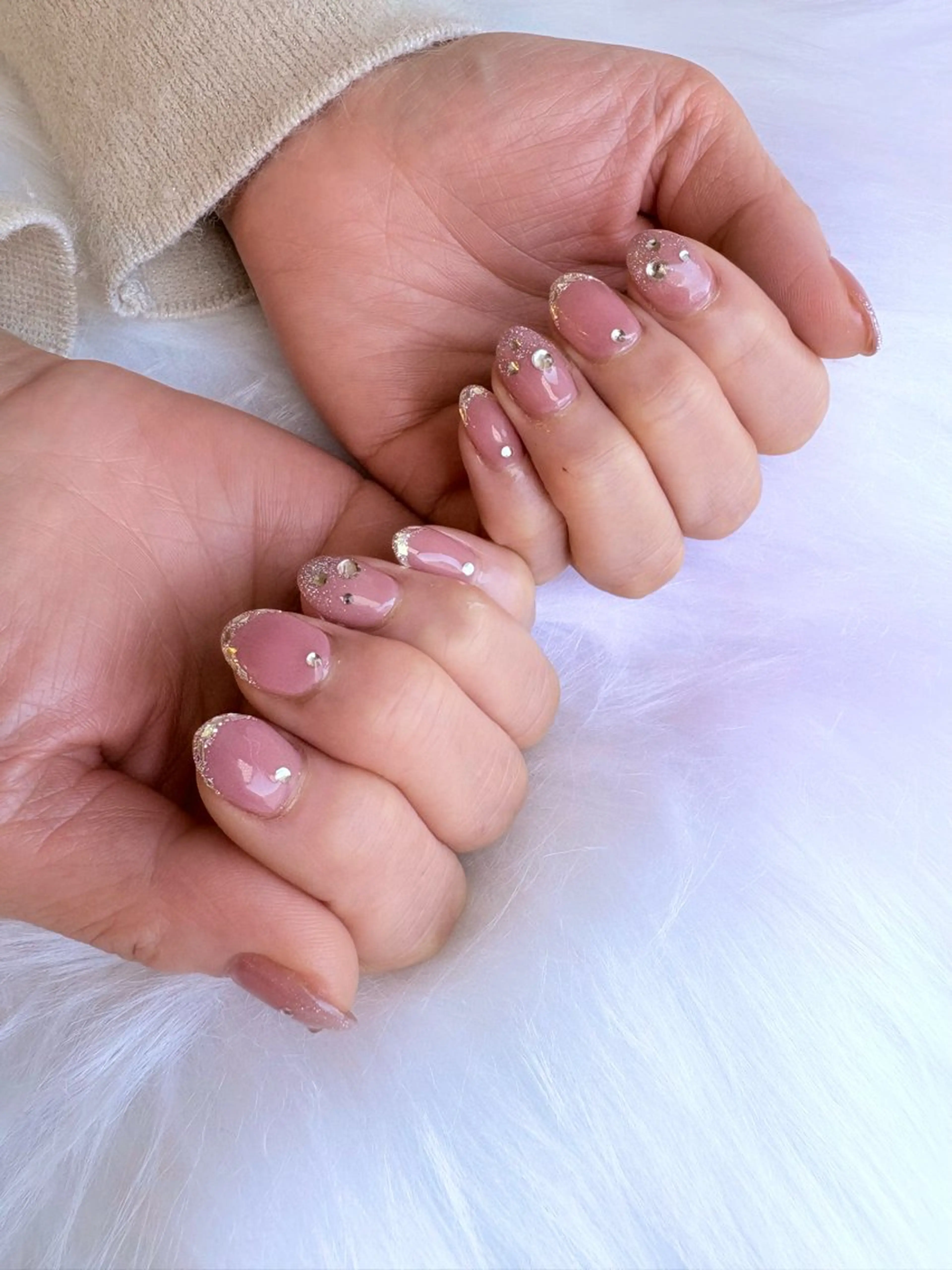 ネイル フレンチネイル ガラスフレンチ キラキラネイル ハンドネイル Rich+nail Mayuのネイルデザイン