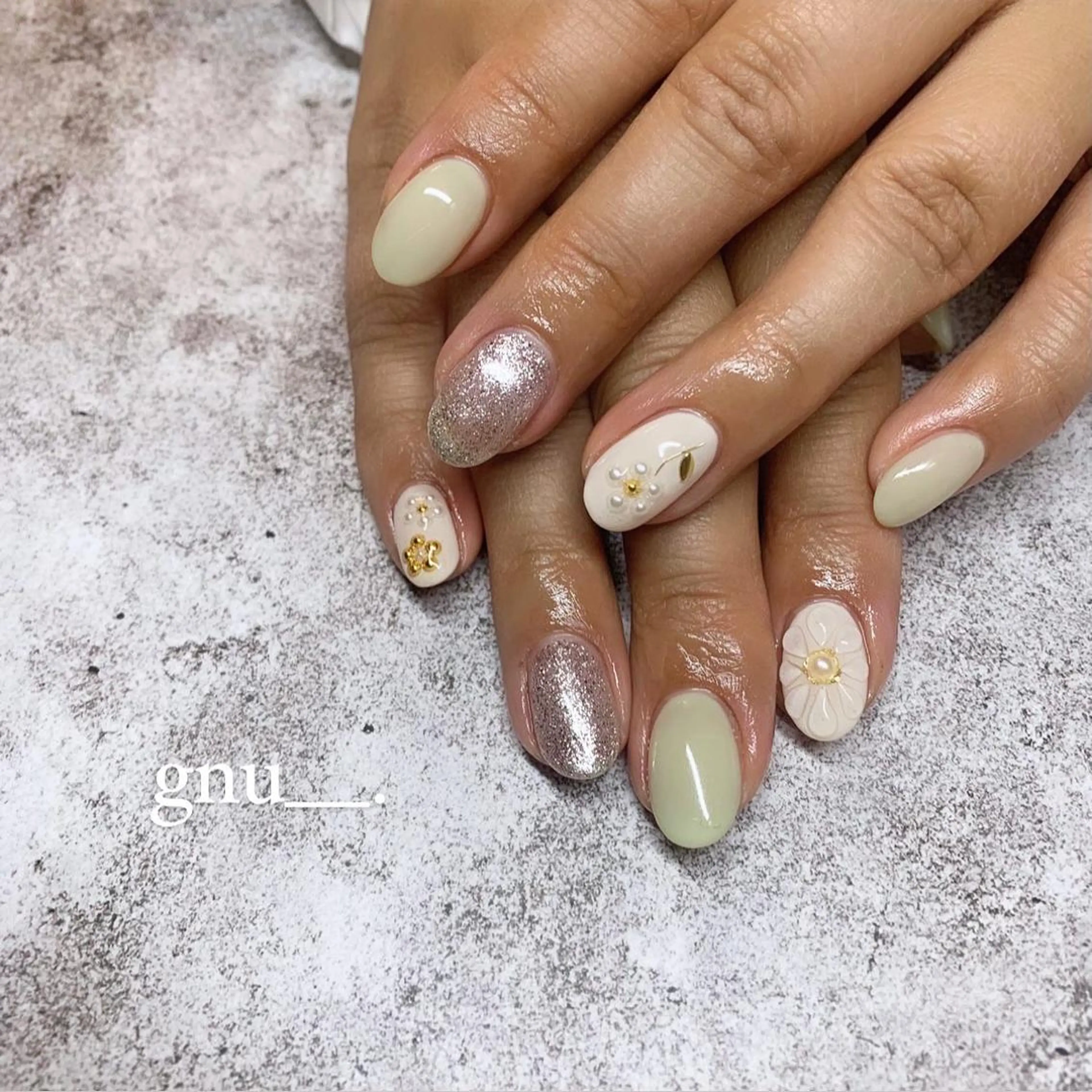 ネイル ぷっくりネイル 春ネイル ハンドネイル gnu__. nailのネイルデザイン