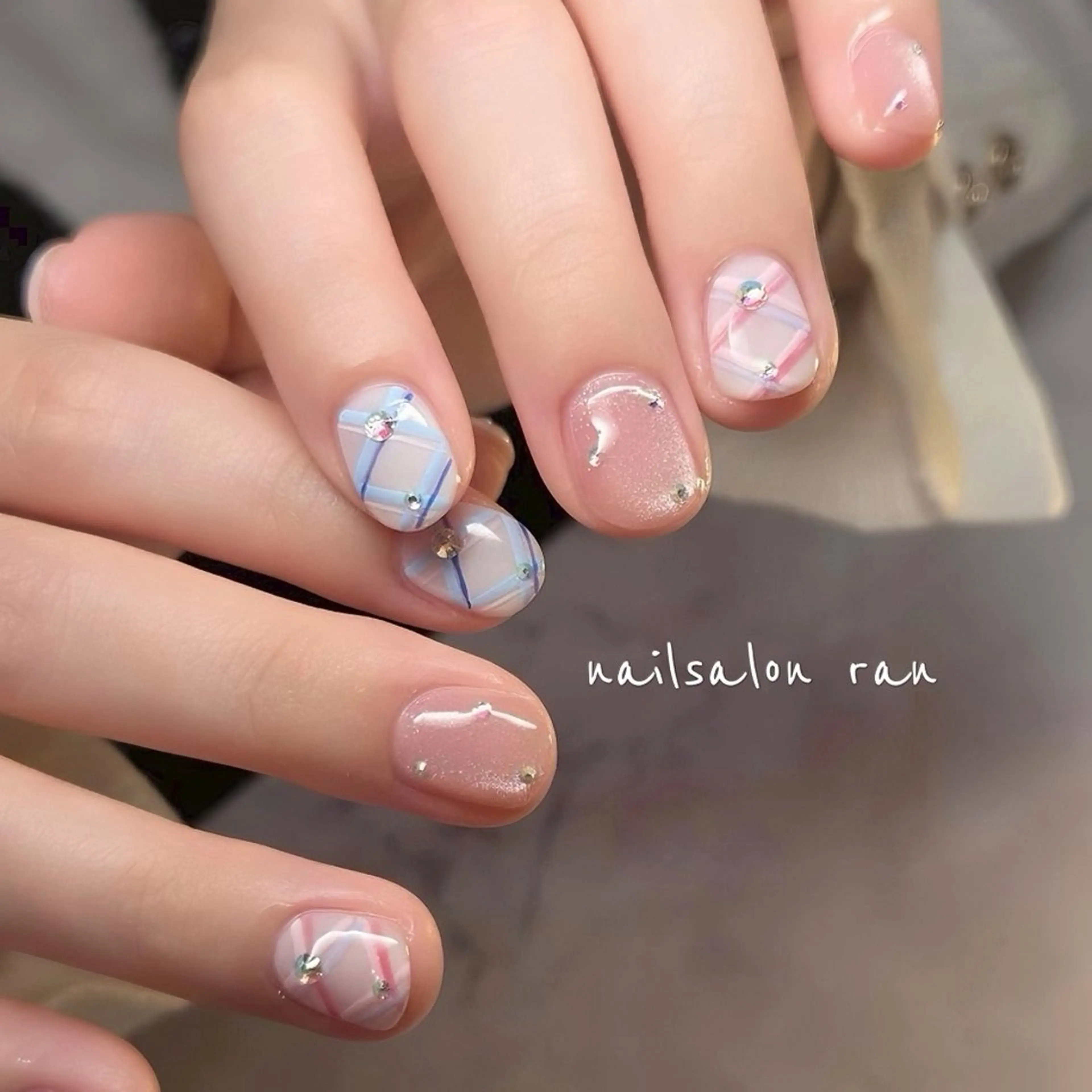ネイル ブルー ピンク nailsalon ranのネイルデザイン