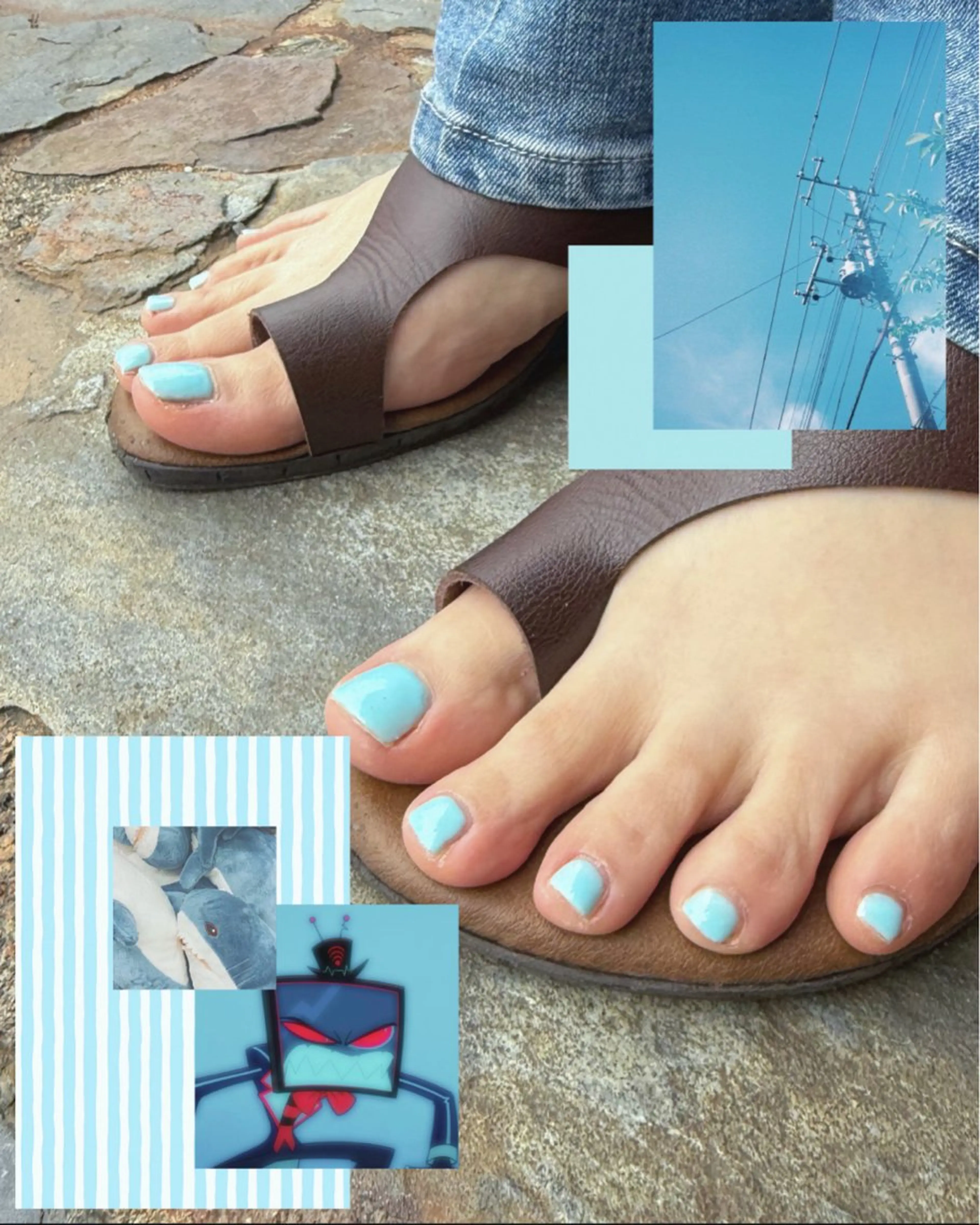 ネイル ジェルネイル 水色 Angelique 田中/高崎のネイルデザイン