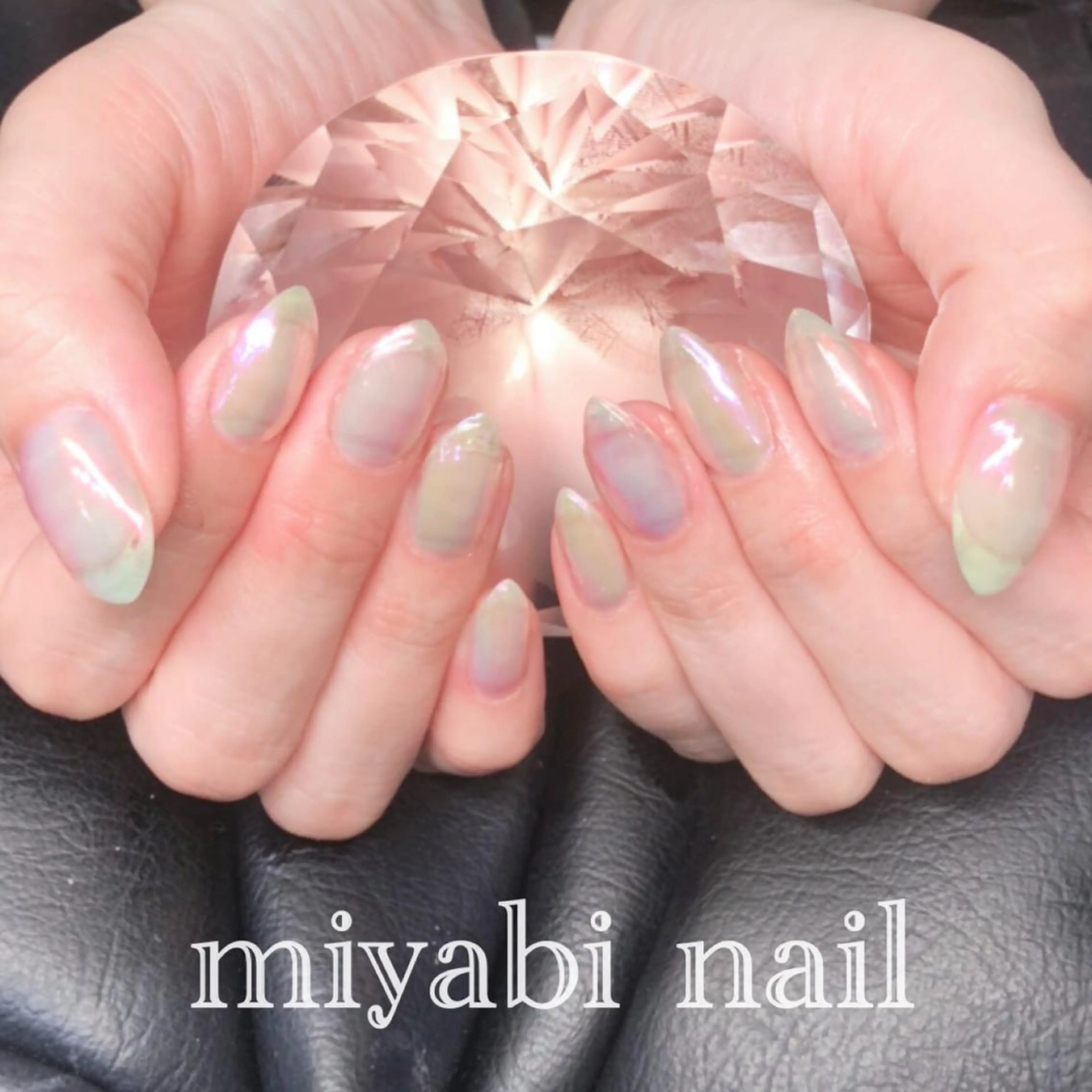ネイル オーロラネイル ジェルネイル ミラーネイル 夏ネイル ハンドネイル miyabi nail 桂川駅近くのネイルデザイン