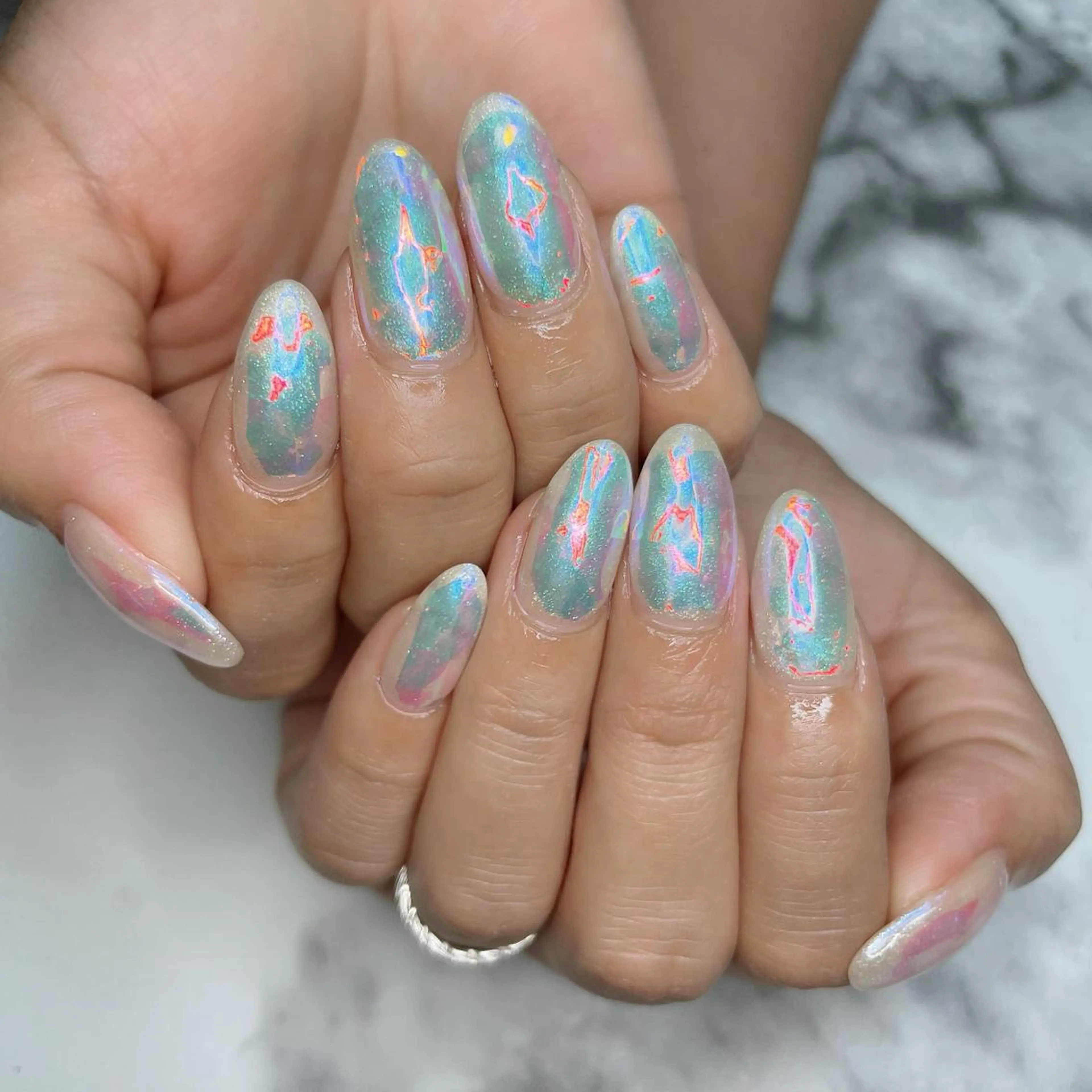 ネイル 氷ネイル・うるうるネイル ハンドネイル salon de belnetta所属・Kayo 💅のネイルデザイン