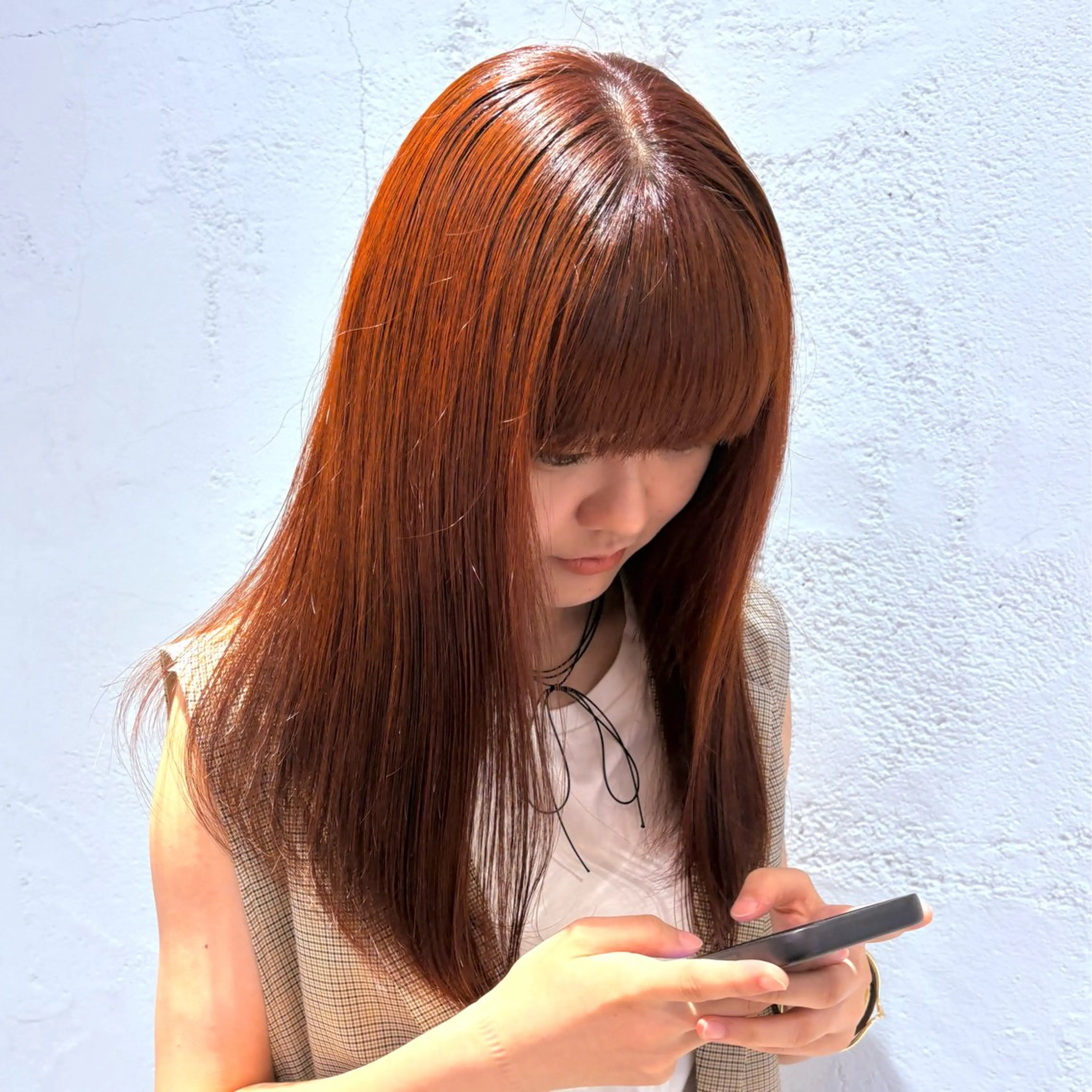 セミロング カラー オレンジ ヘアカラー トリートメント 縮毛矯正/Wカラー /アレンジ🌙あまにのヘアスタイル