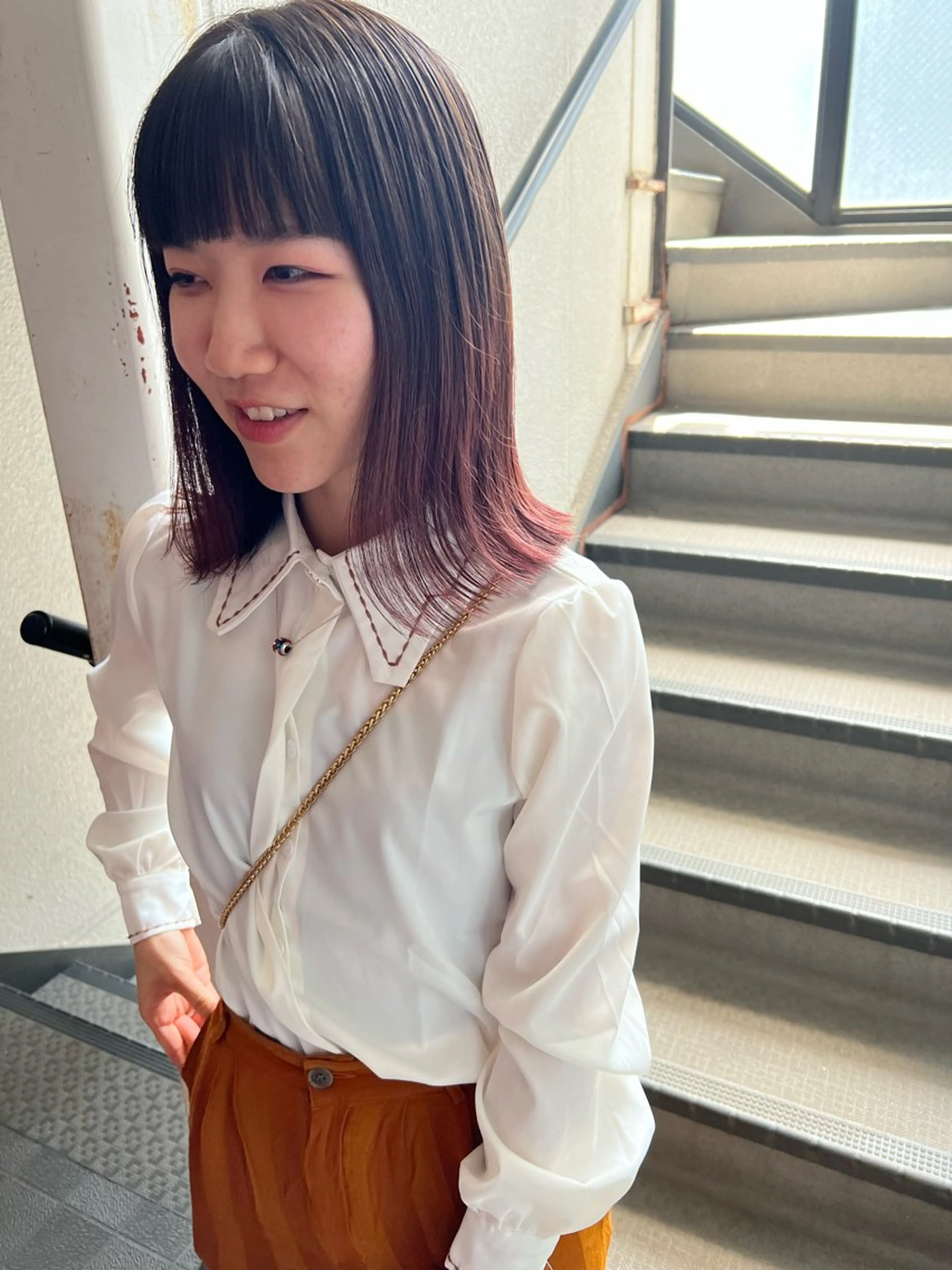 ミディアム カラー グラデーションカラー ピンクカラー ワイドバング カラーパティシエ facce🌼ikoのヘアスタイル