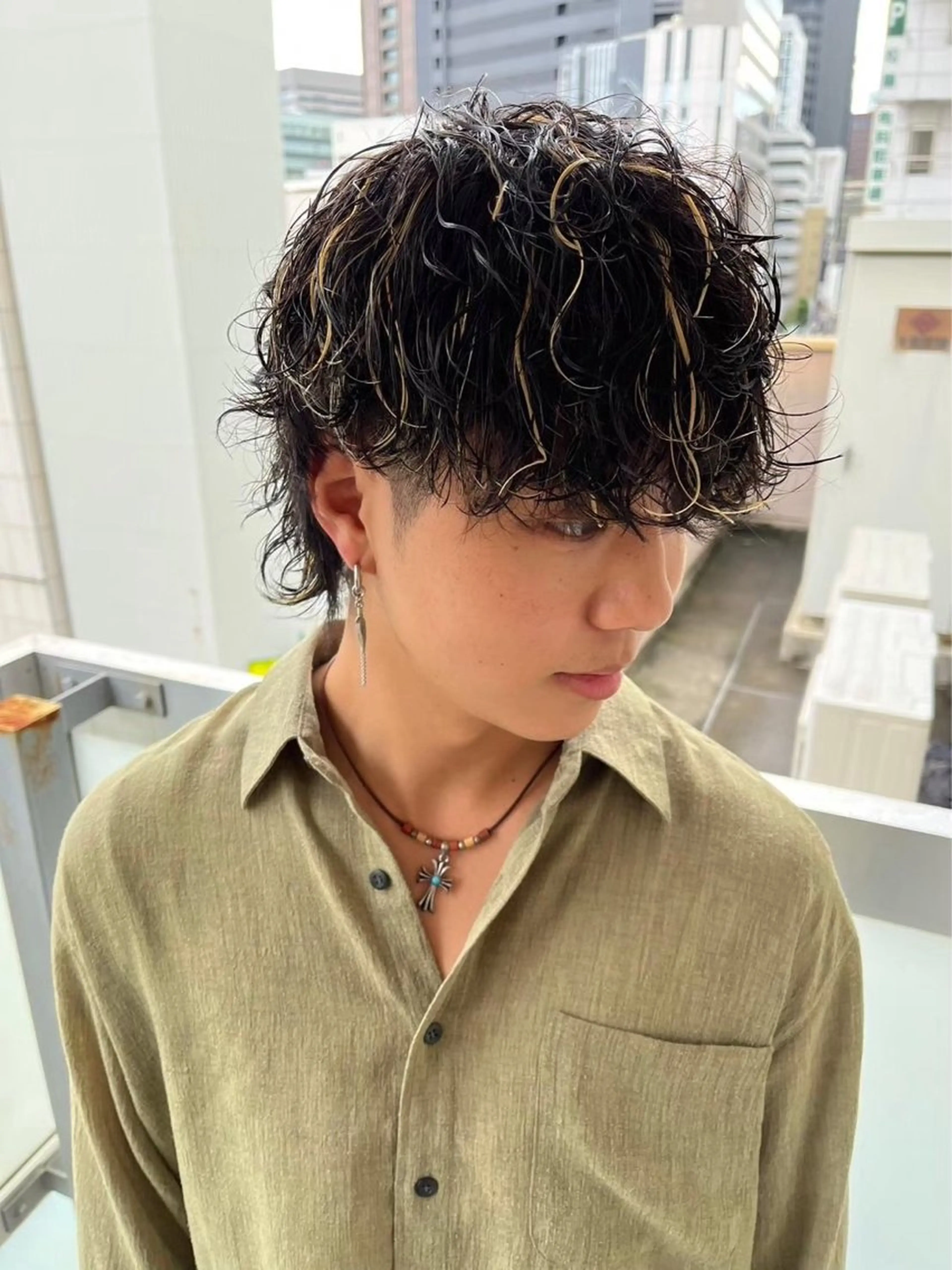 カラー パーマ メンズ LUVISM ボブ りきカットモデル募集のヘアスタイル