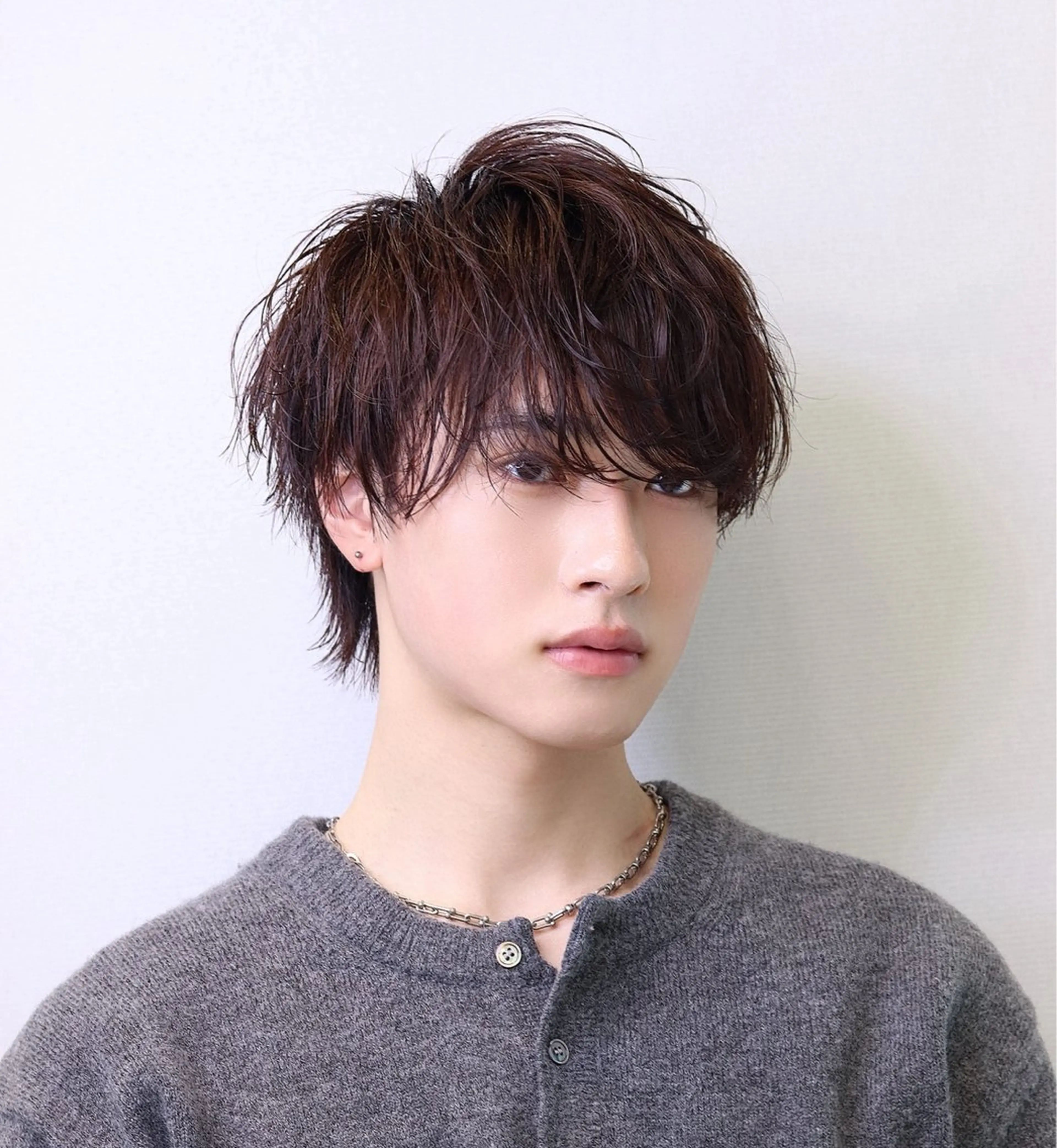 ミディアム パーマ メンズ カット パーマ ハクヤ心斎橋 パーマ/縮毛矯正のヘアスタイル