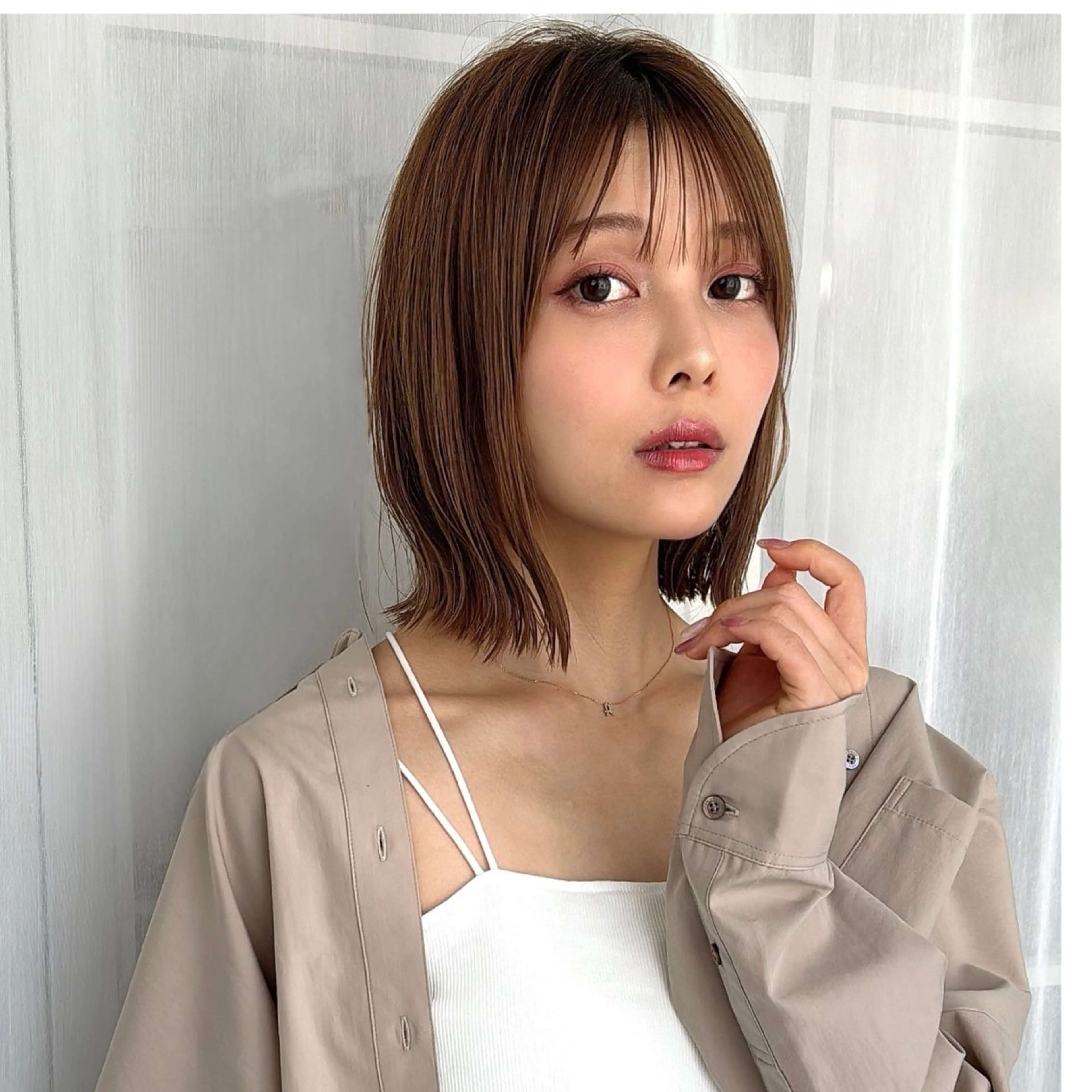 ショート カラー ボブ 外ハネヘア カット ヘアカラー 縮毛矯正 ボブ/レイヤー /植原健太のヘアスタイル