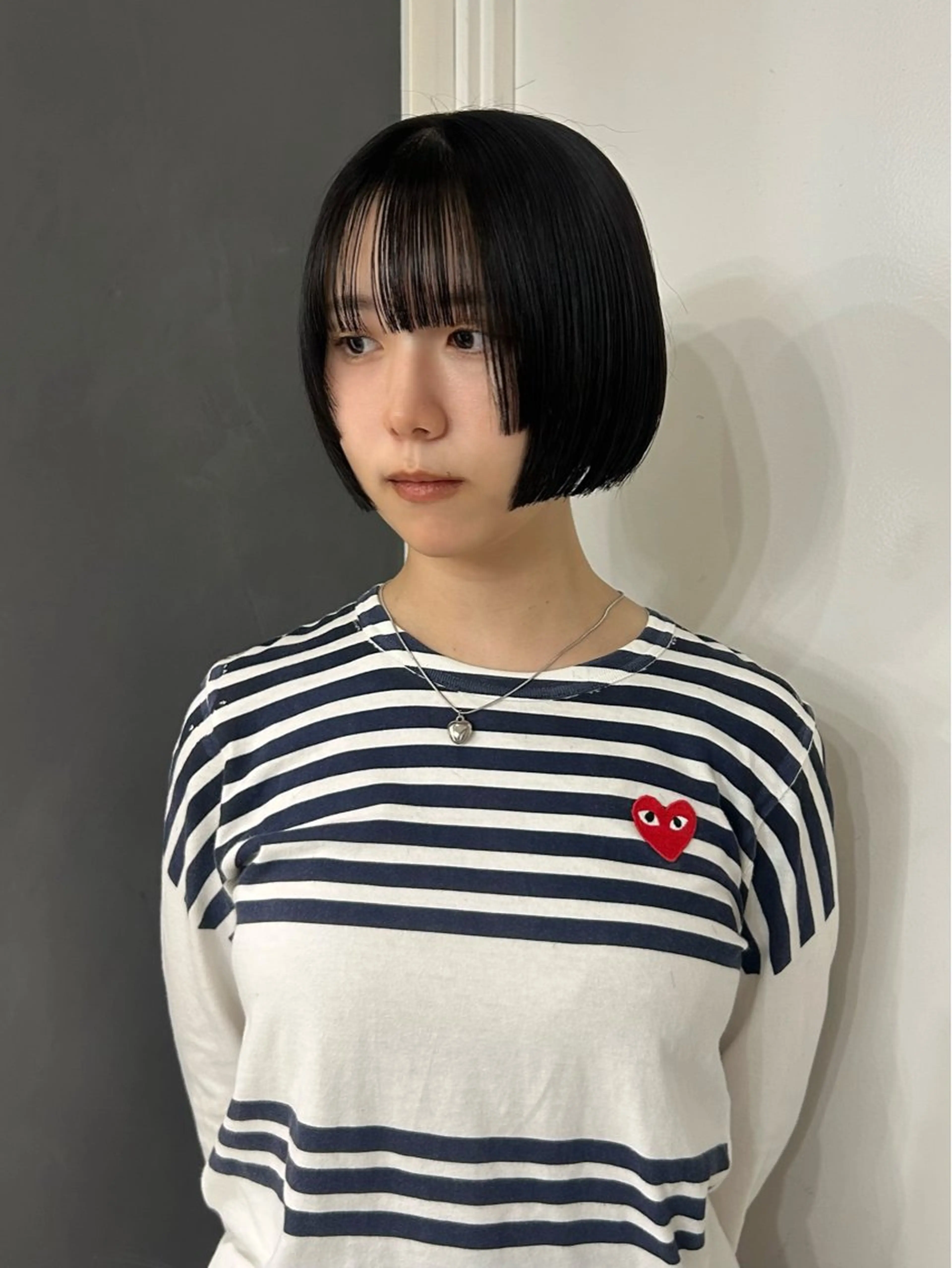 ミディアム ボブ 顔周りカット カット ヘアカラー トリートメント えり 堀江/ボブ /レイヤー/艶髪のヘアスタイル