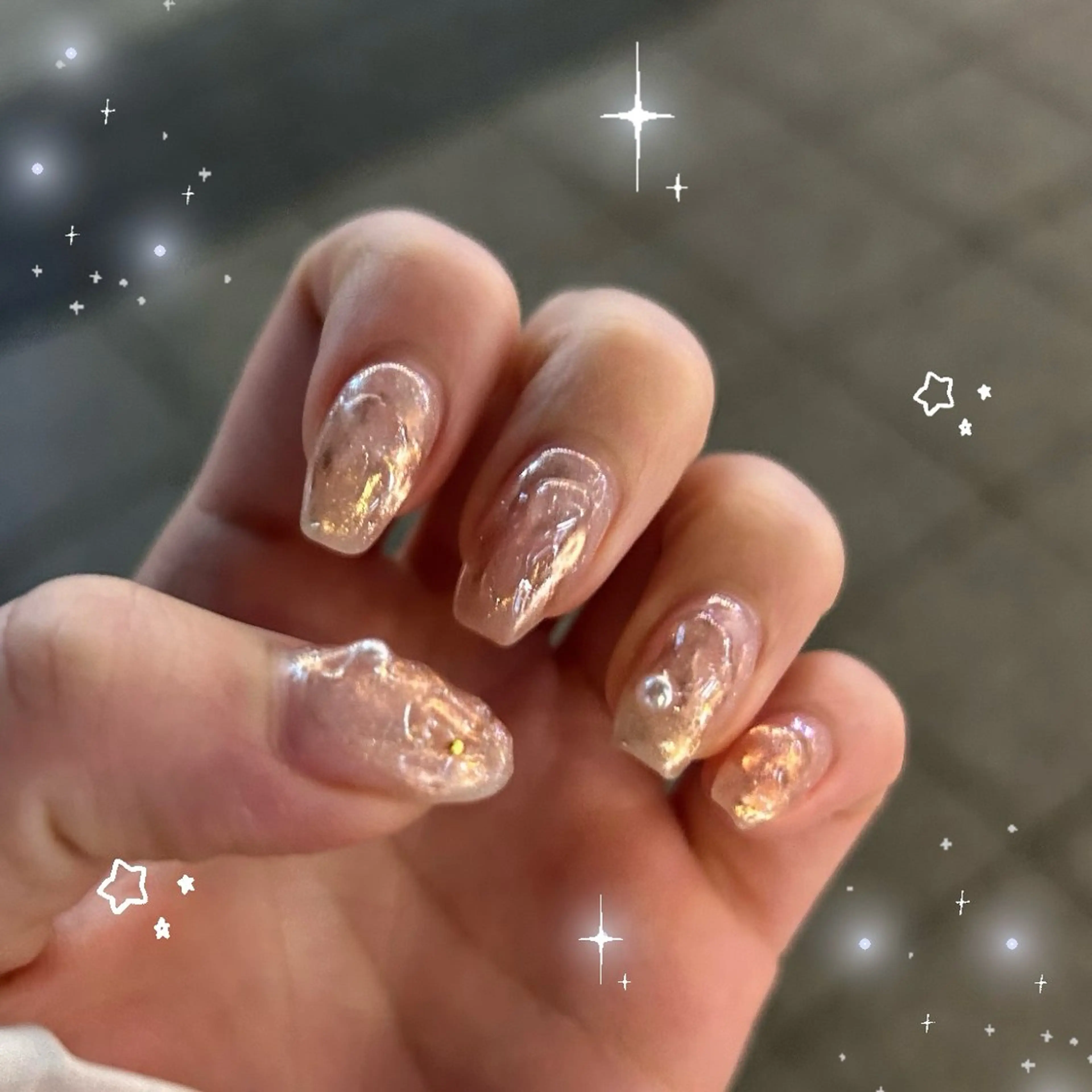 ネイル おそろいネイル 🎀チーク/ちゅるん 🫧chisa🎀のネイルデザイン