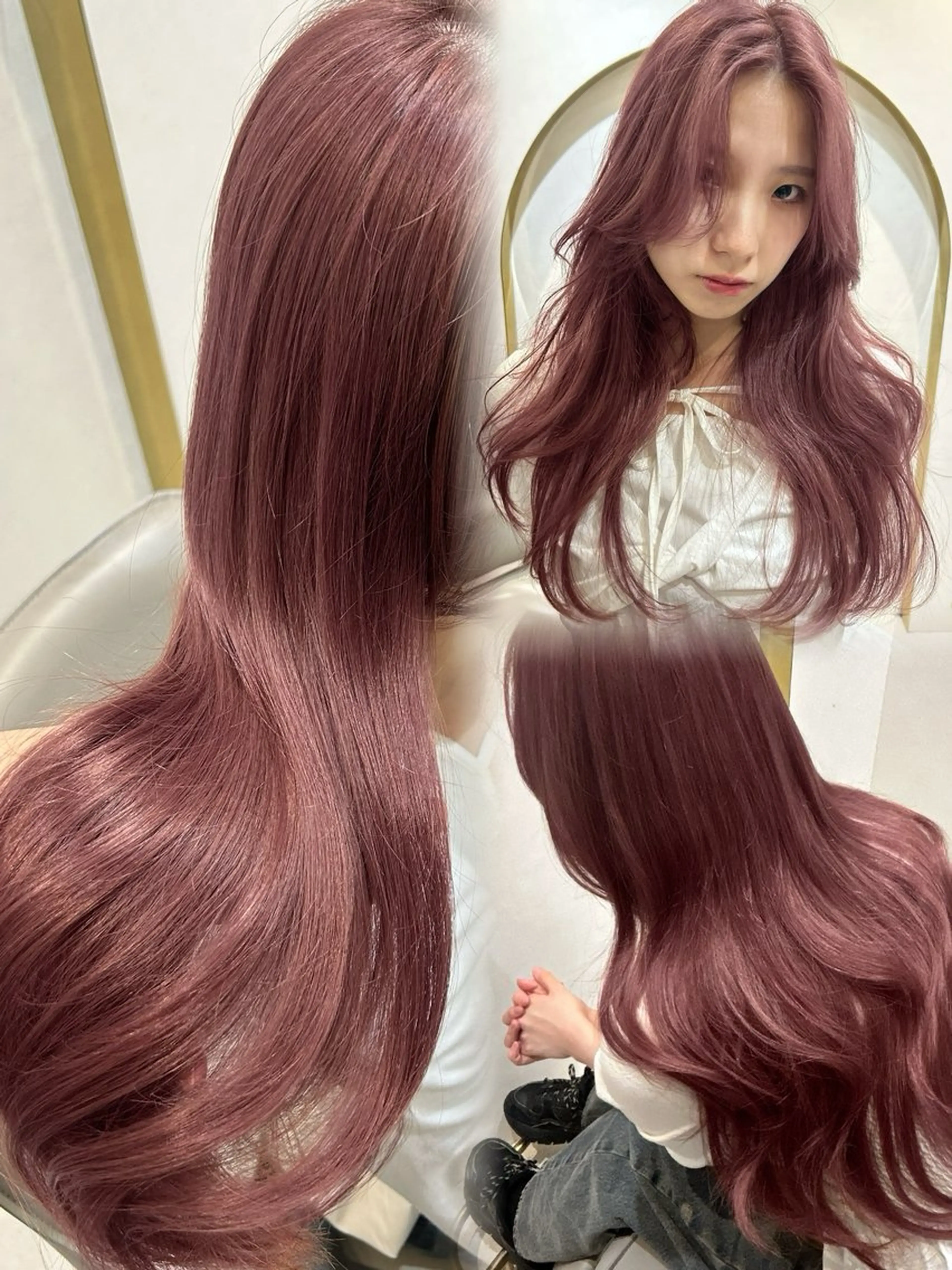 ロング ﾐﾚｲ/ﾐﾙｸﾃｨｰ ｶﾗｰ/梅田美容室のヘアスタイル