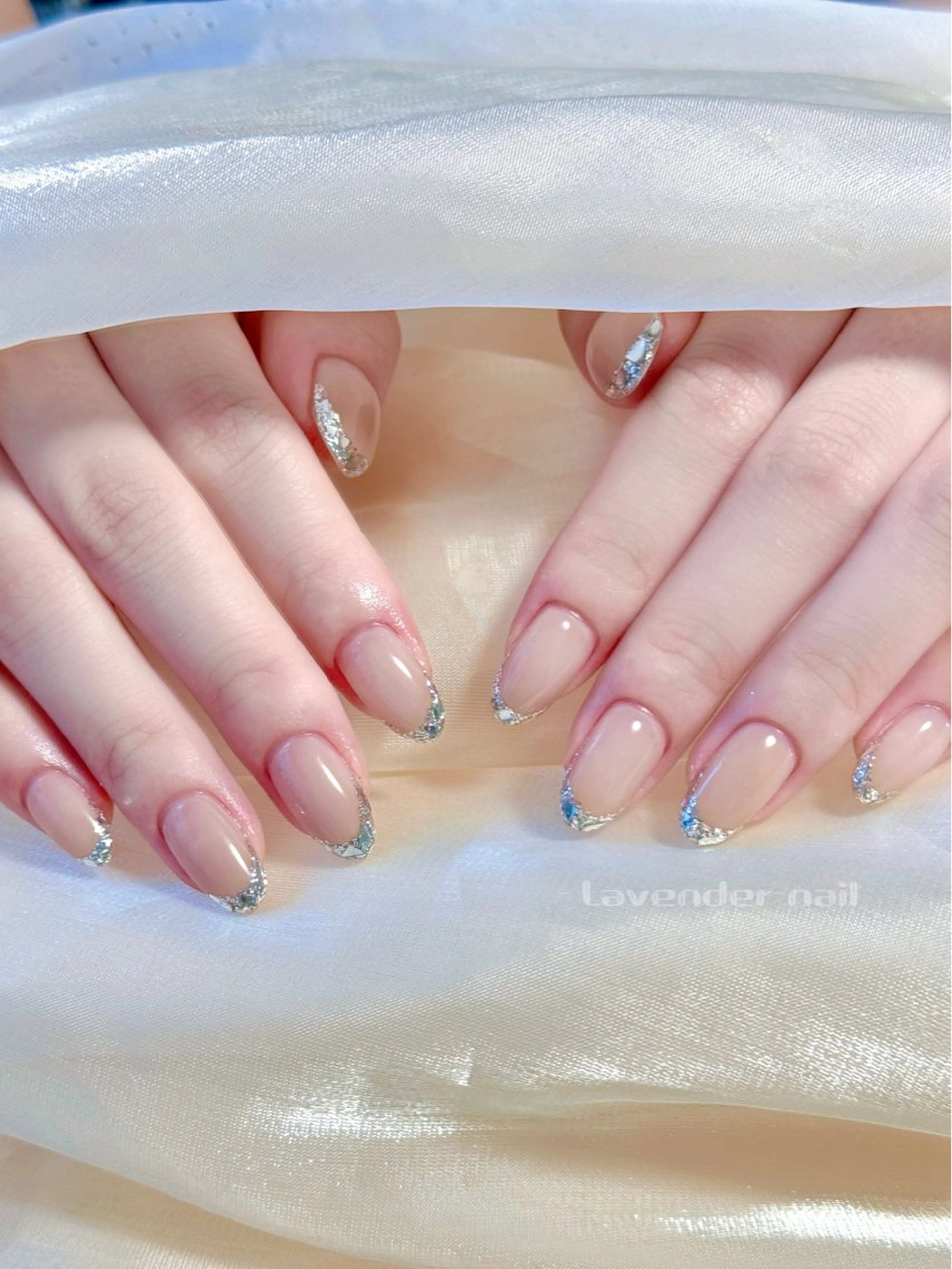 ガラスフレンチorフレンチネイル🩰　無料自爪を痛めないフィルインオフの写真