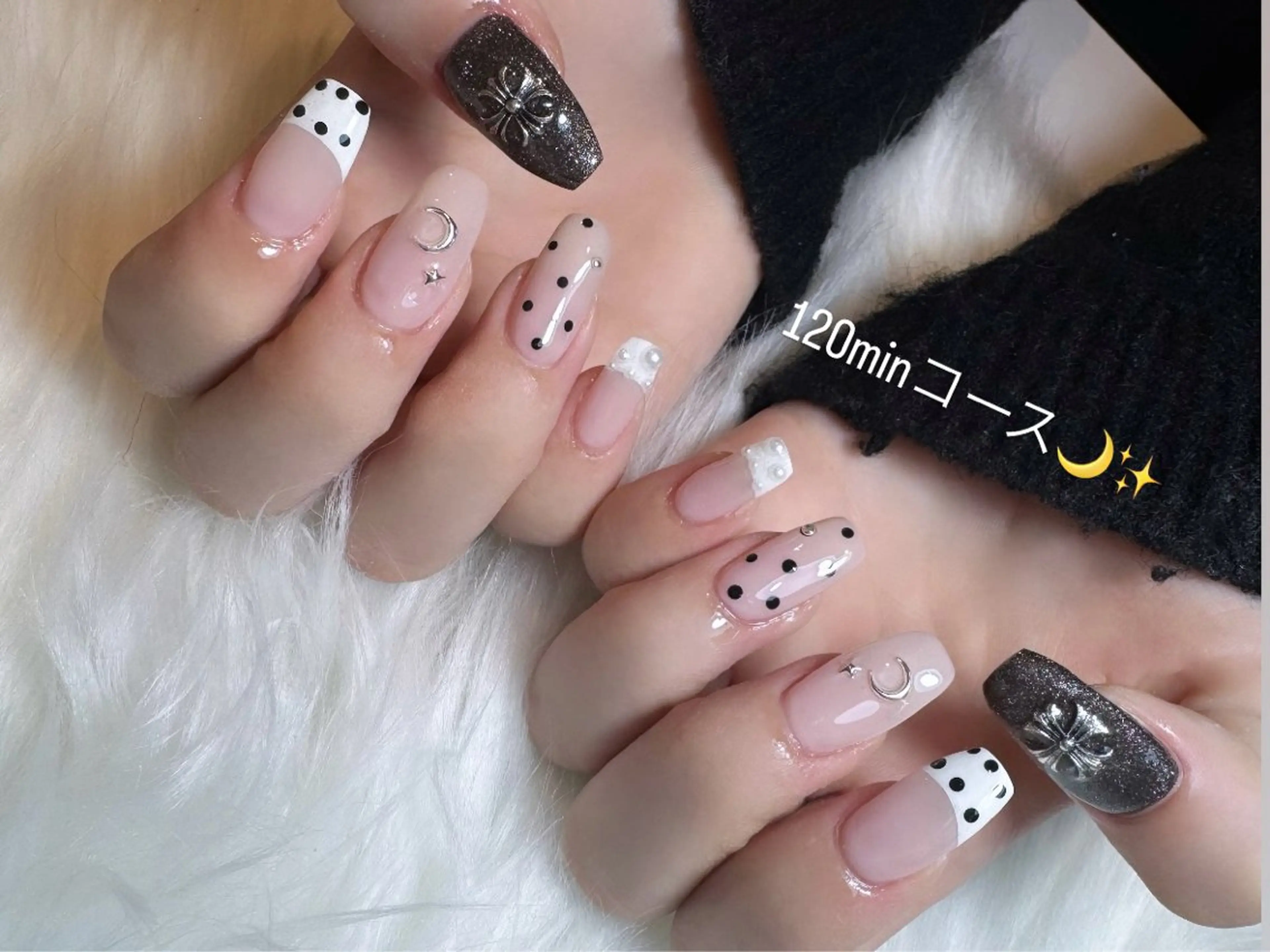 ネイル ドット フレンチネイル ハンドネイル よこやま🐩💭 eight nailのネイルデザイン