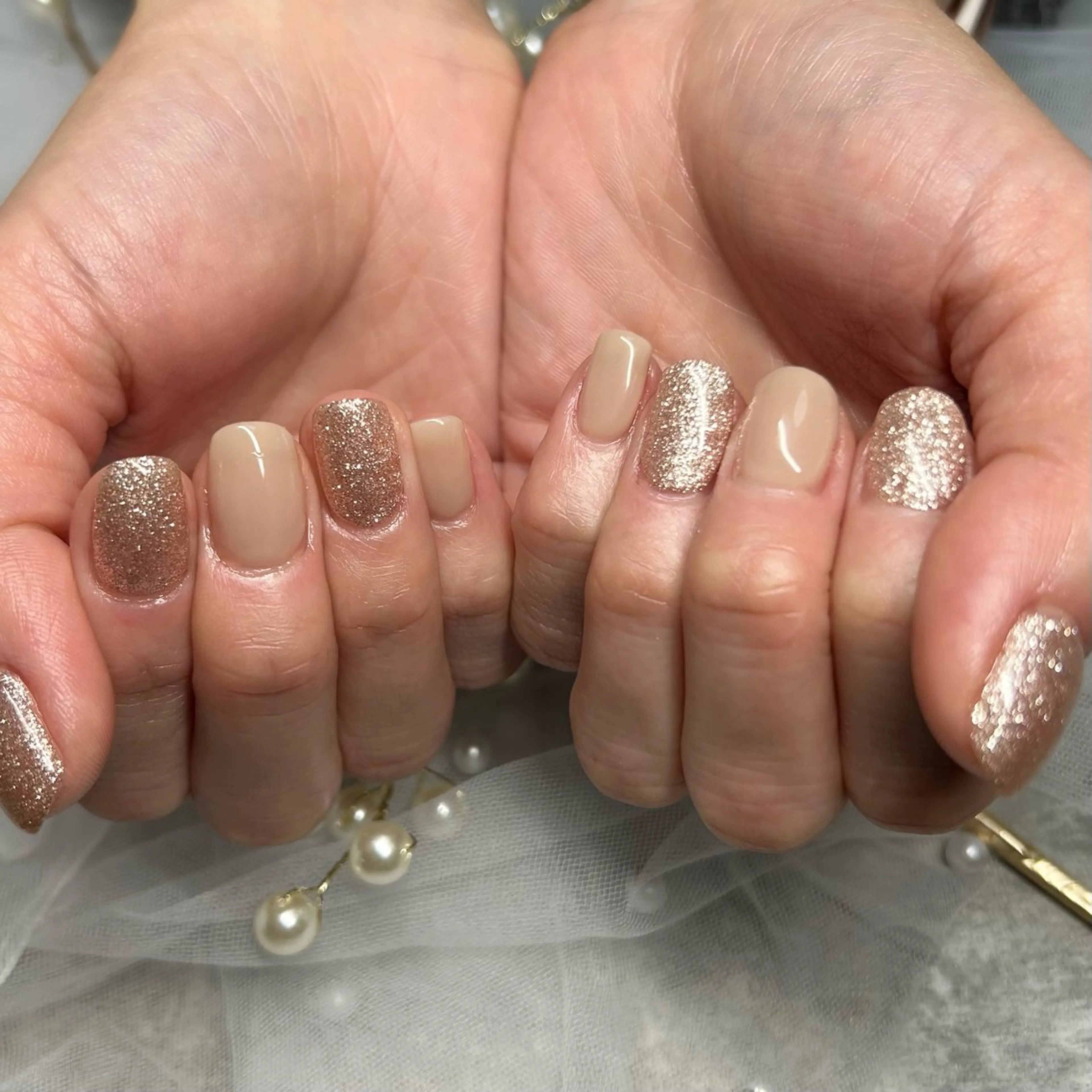 ネイル キラキラネイル ハンドネイル ten nail salon　かえでのネイルデザイン