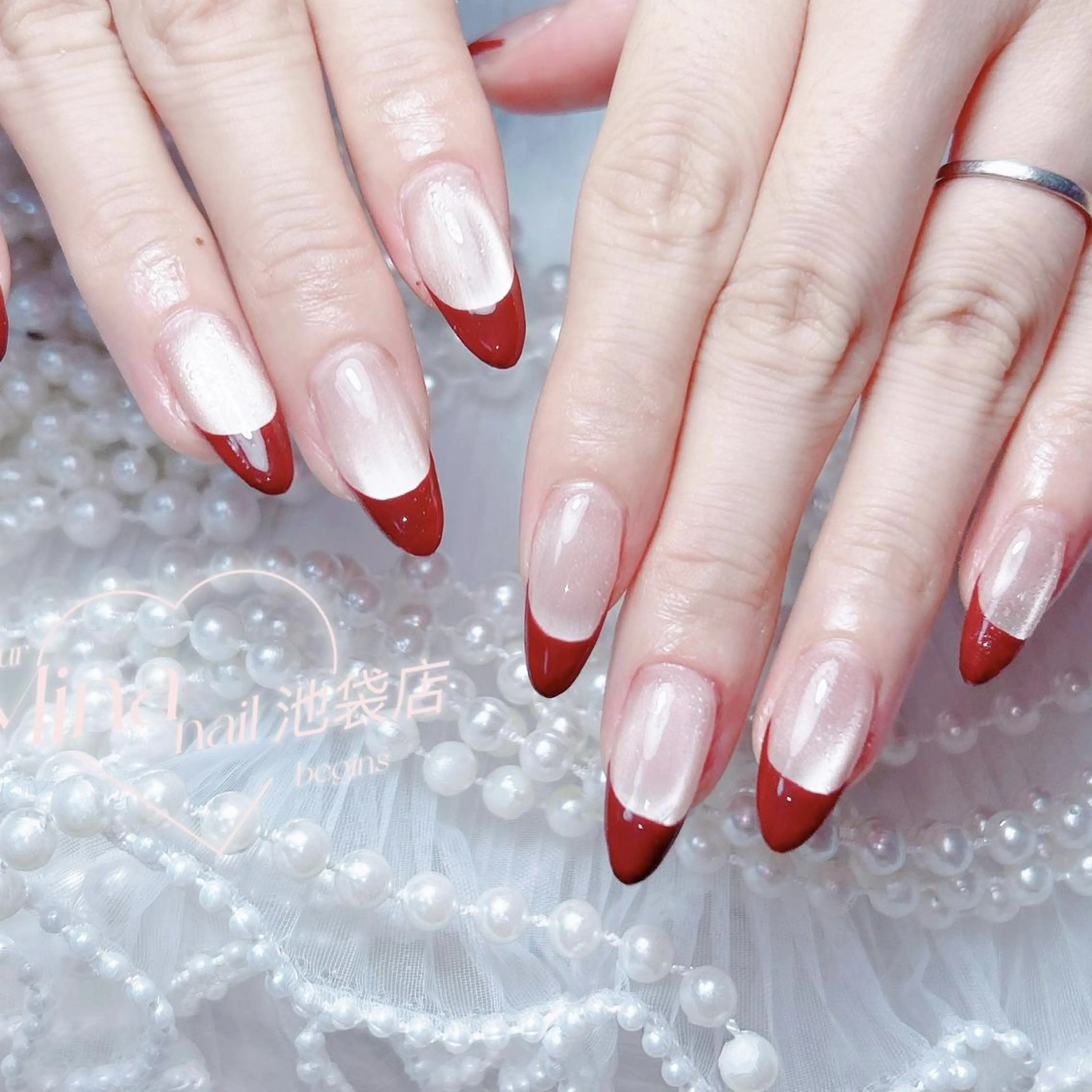 🎀🎀【チップ長さだし】フレンチ🧚🏻‍♀️(ベースあり)🎀🎀の写真