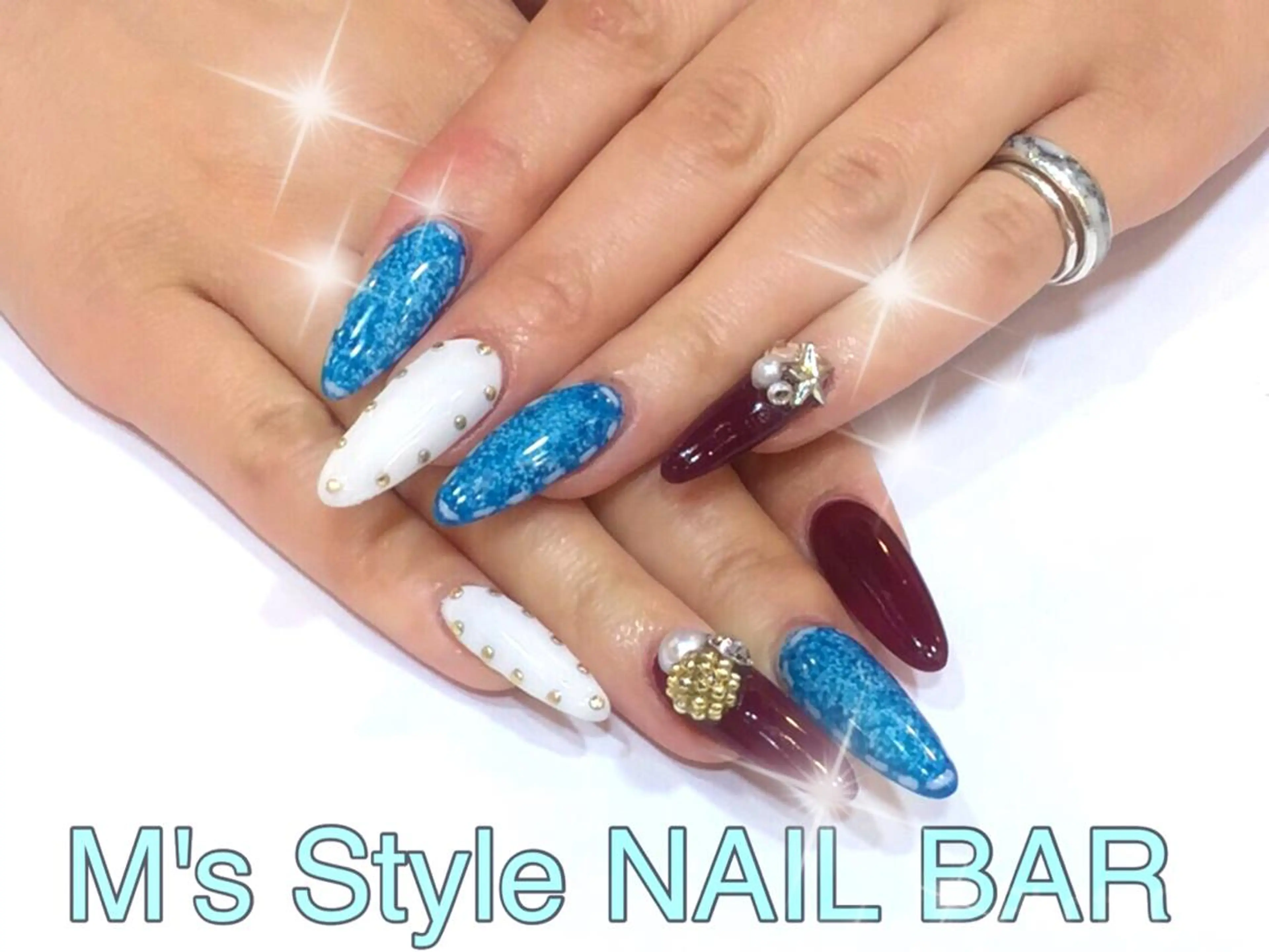 ネイル ボルドー カジュアル スカルプネイル ハンドネイル M's Style NAIL BARのネイルデザイン