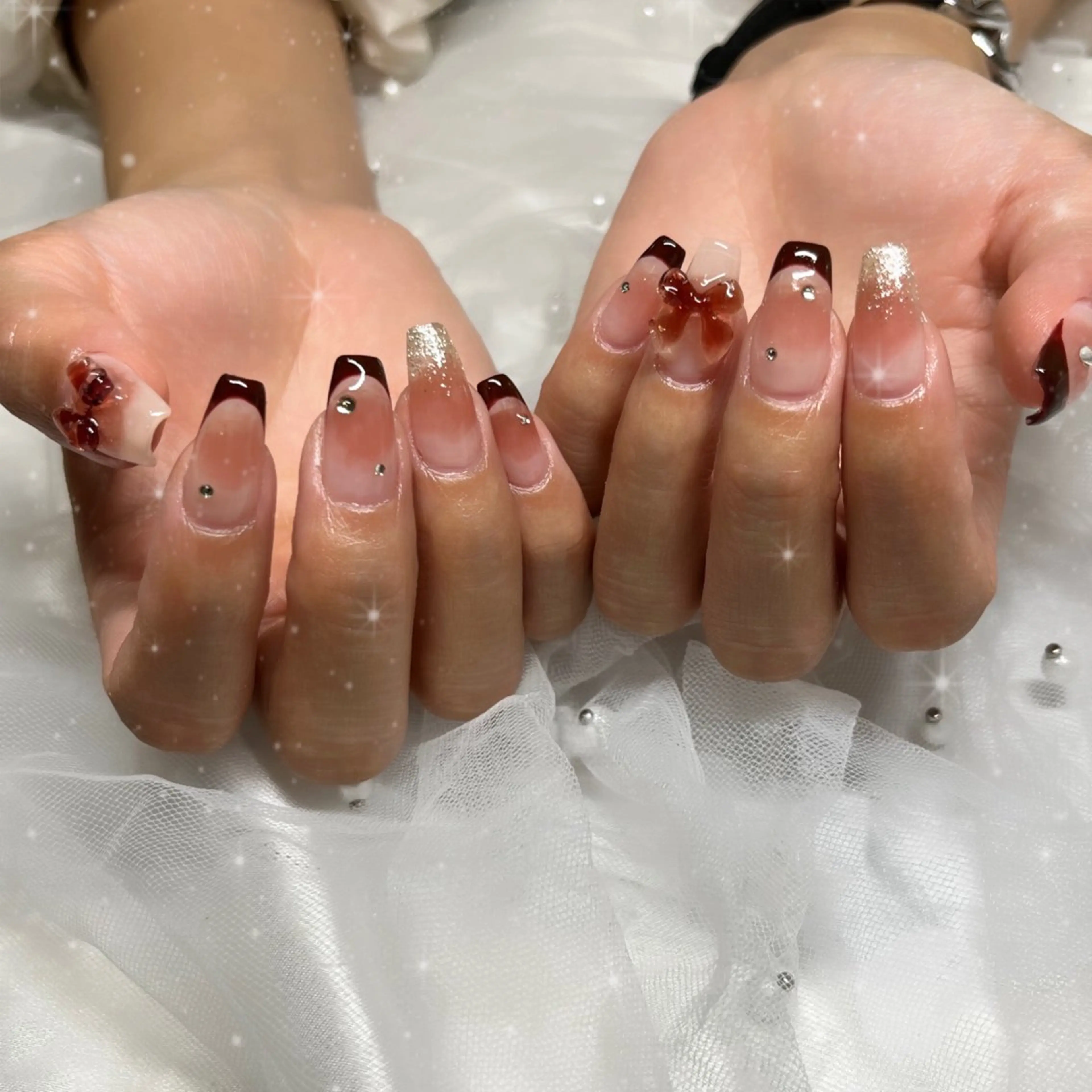 ネイル リボン ハンドネイル BlueDaisy 栄本店のネイルデザイン