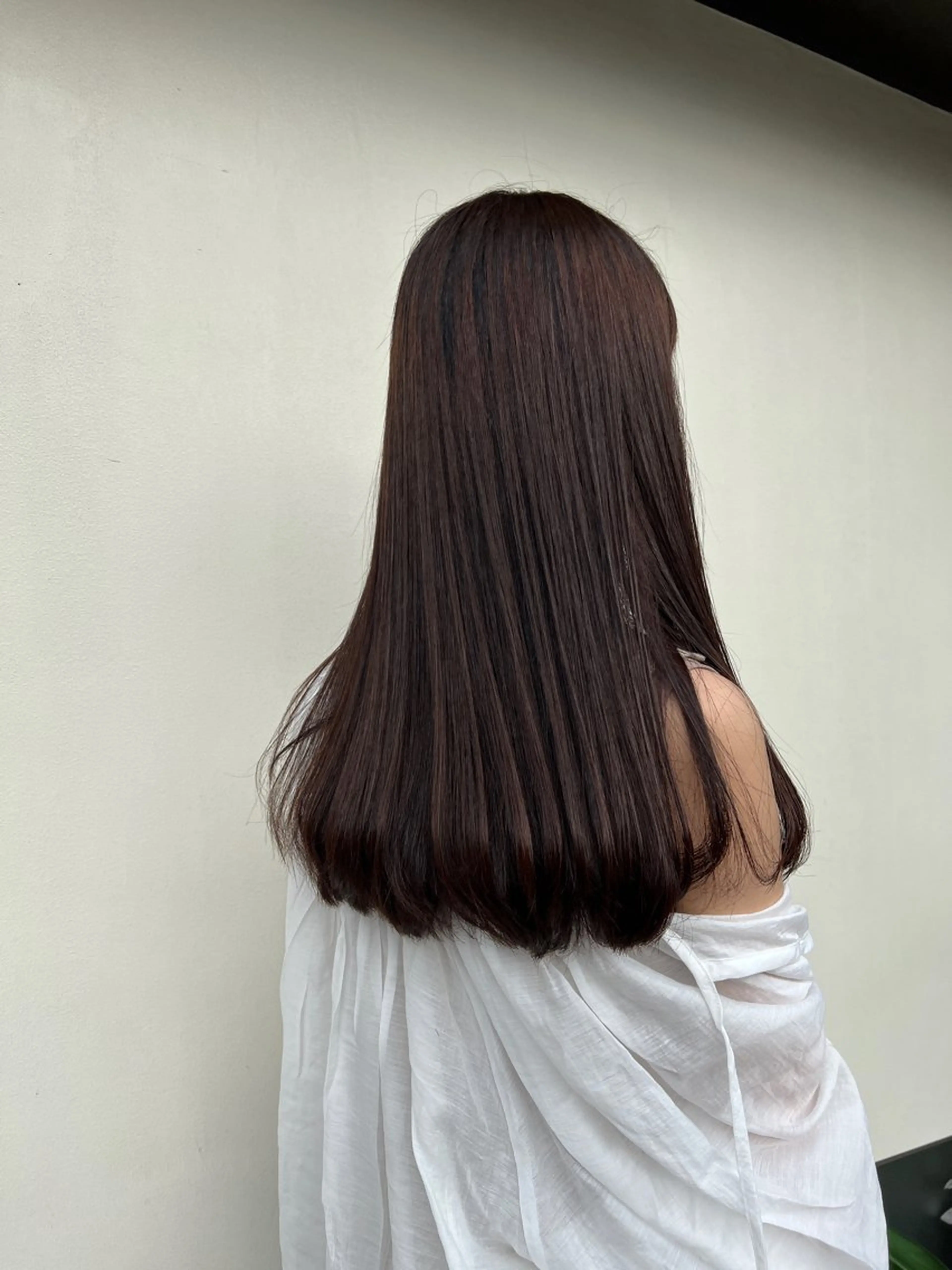 ロング カラー パーマ 縮毛矯正/ レイヤー/ミディアムのヘアスタイル