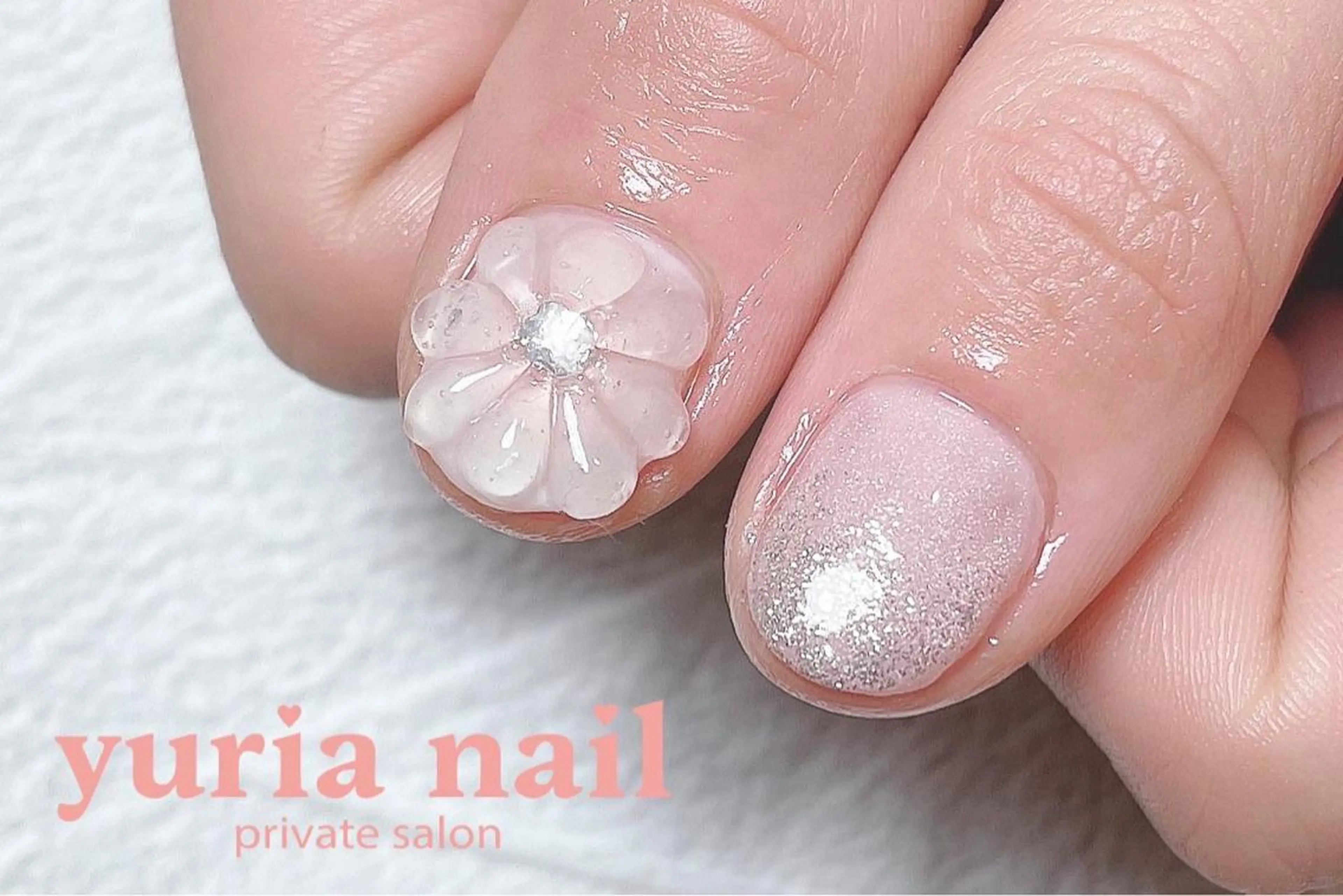 ネイル フラワーネイル ジェルネイル ピンク ぷっくりネイル 小林 ゆりあのネイルデザイン