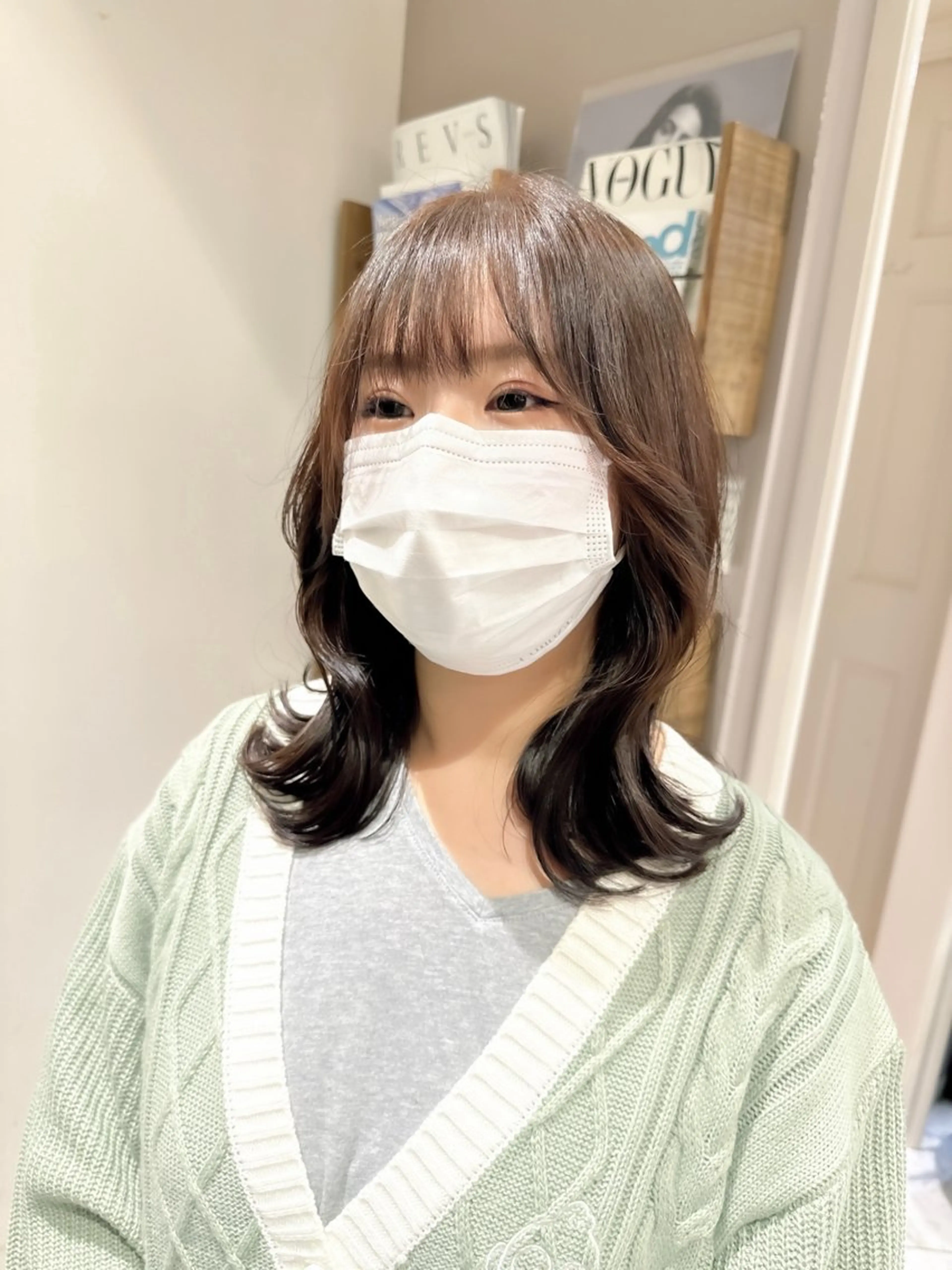 ミディアム レイヤー/韓国/ボブ 縮毛矯正/畠中ケントのヘアスタイル