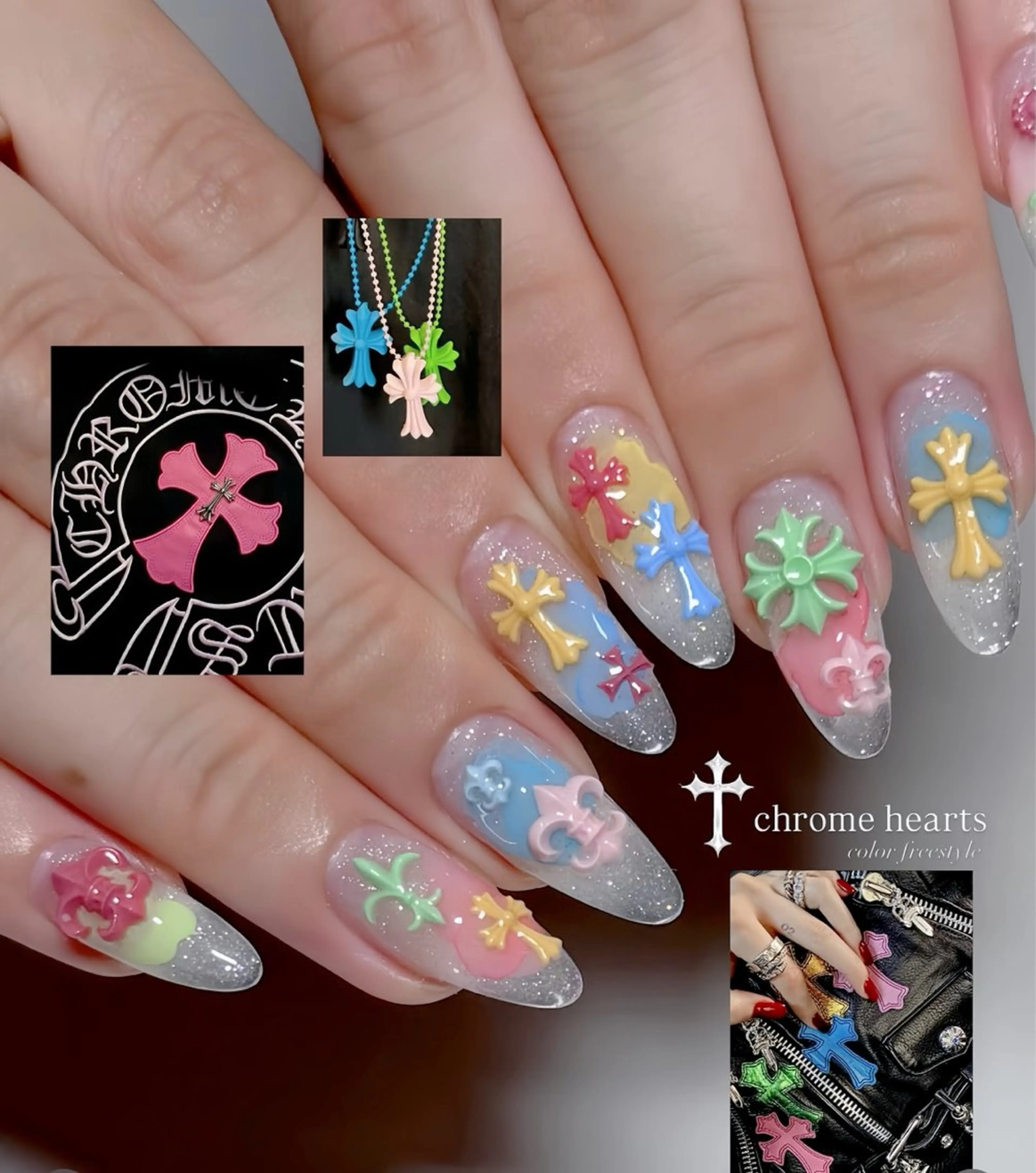 ネイル オーロラネイル チークネイル 桜ネイル クリアネイル ドット ハンドネイル Rin Nail 新大久保店のネイルデザイン
