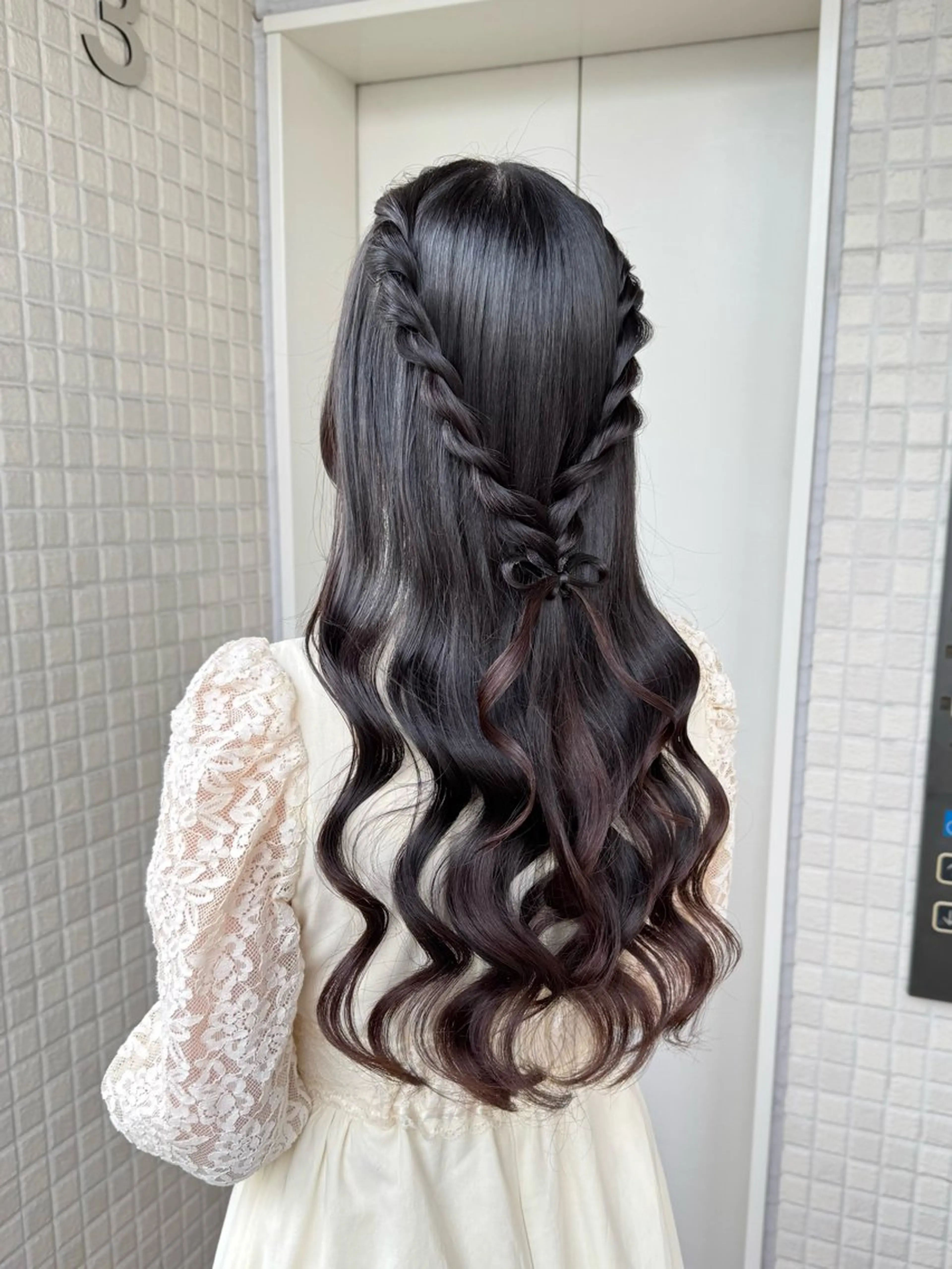 ロング ヘアアレンジ 縮毛矯正/エクステ ヘアアレンジ/ひふみのヘアスタイル