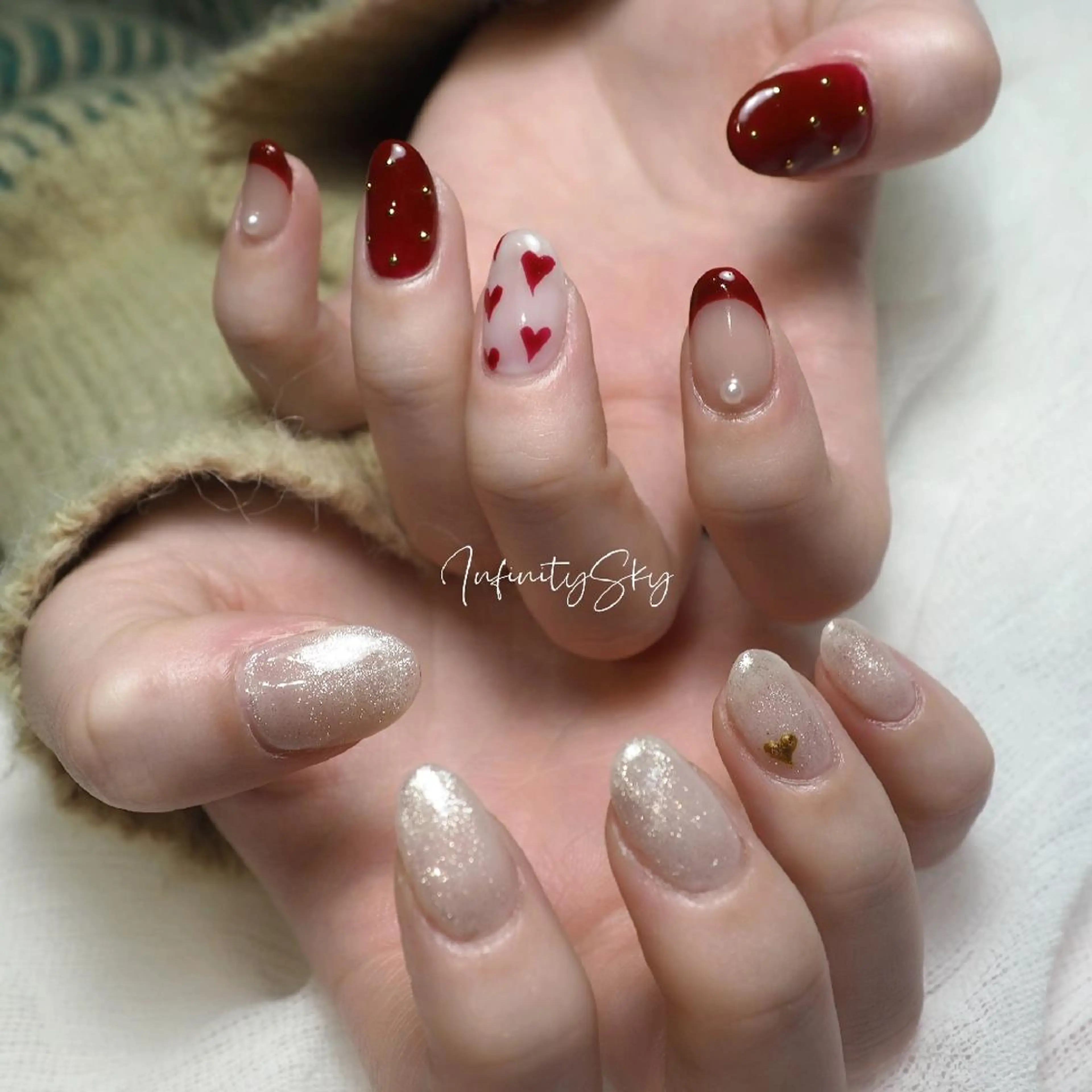 ネイル バレンタイン infinity skyのネイルデザイン