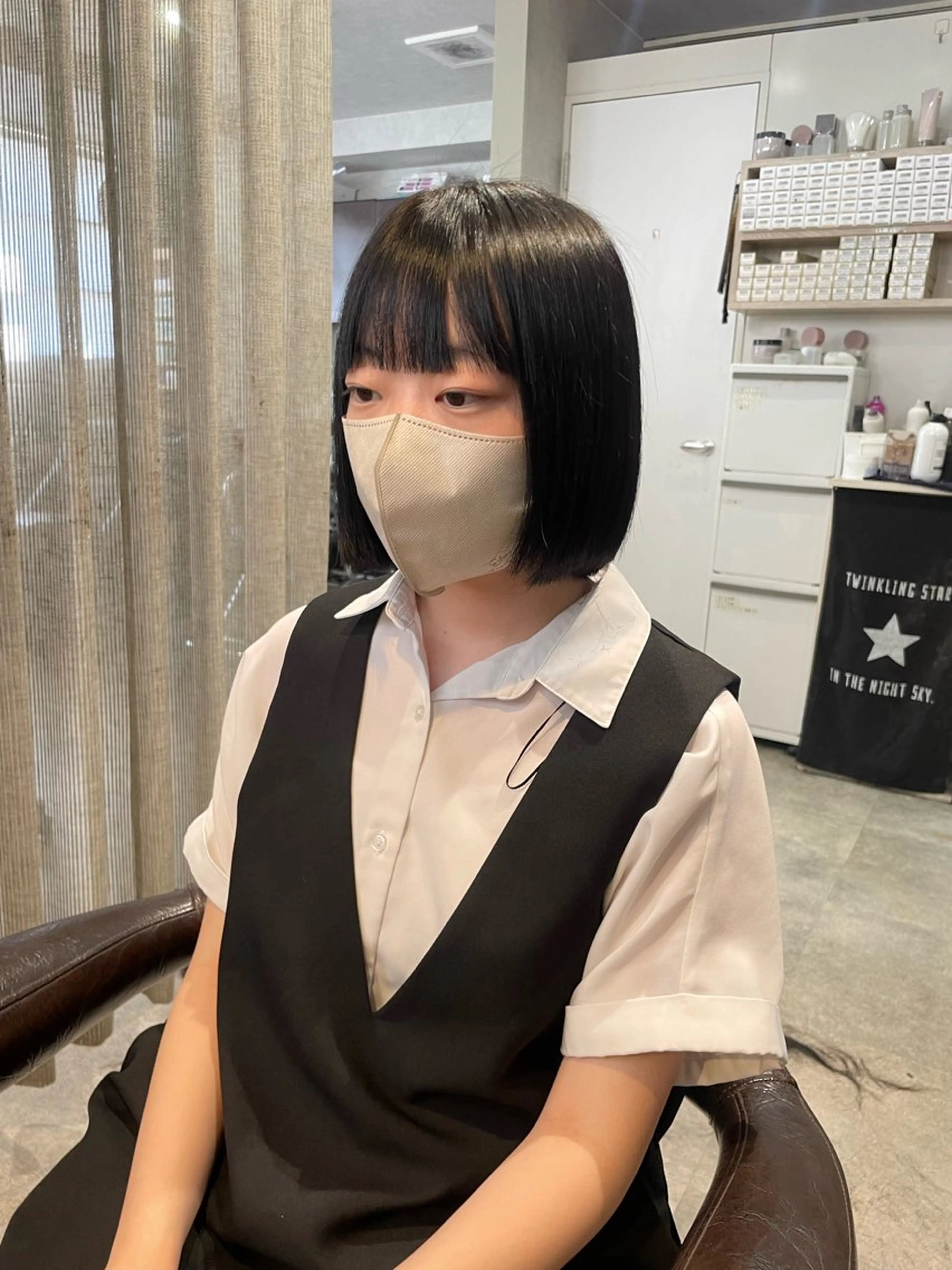 ショート カラー 黒髪 ボブ カット ヘアカラー トリートメント 髪質改善/Bloss om🌷高橋沙衣のヘアスタイル