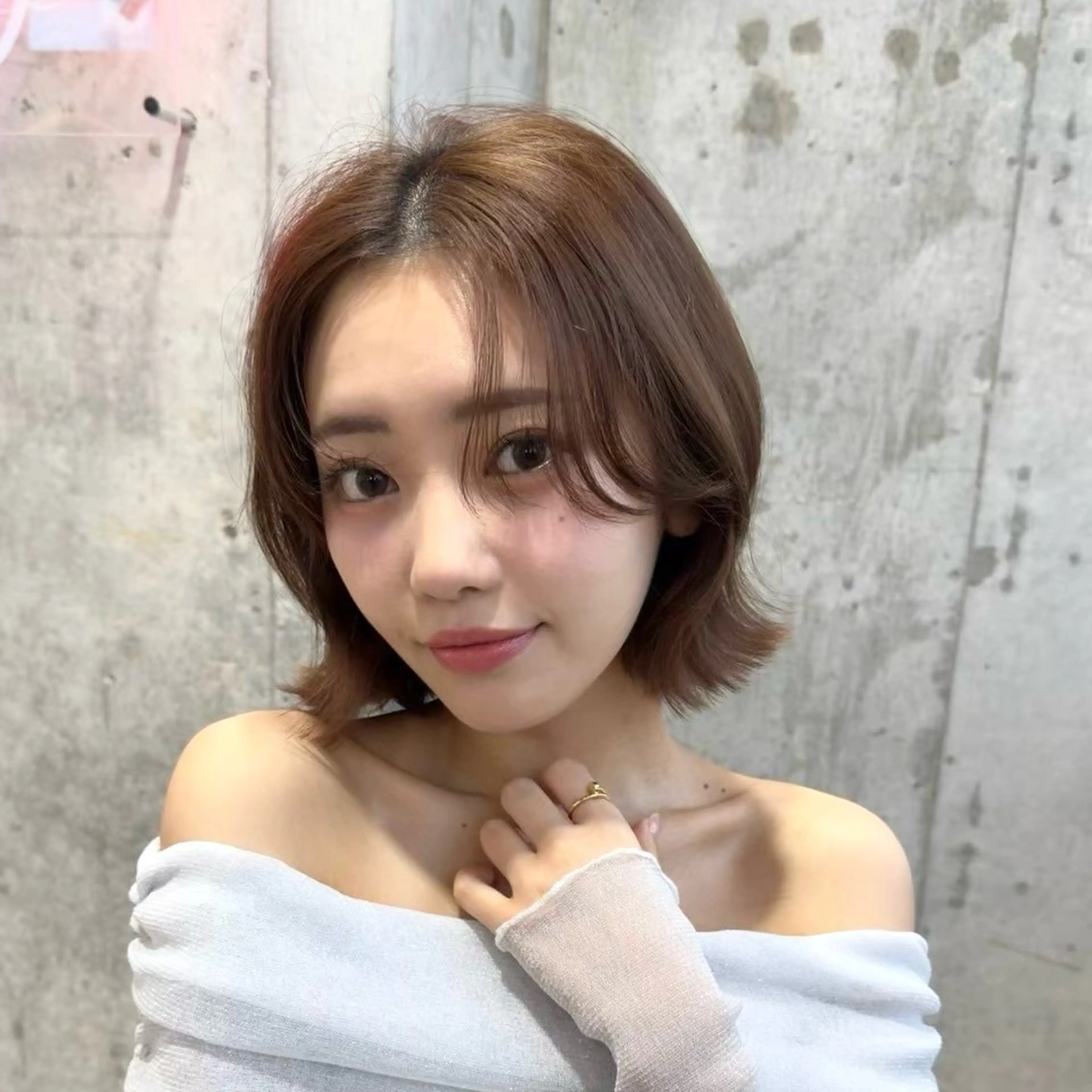 ミディアム カラー カット ヘアカラー トリートメント 新宿/髪質改善/ボブ 韓国レイヤー大重聖斗のヘアスタイル