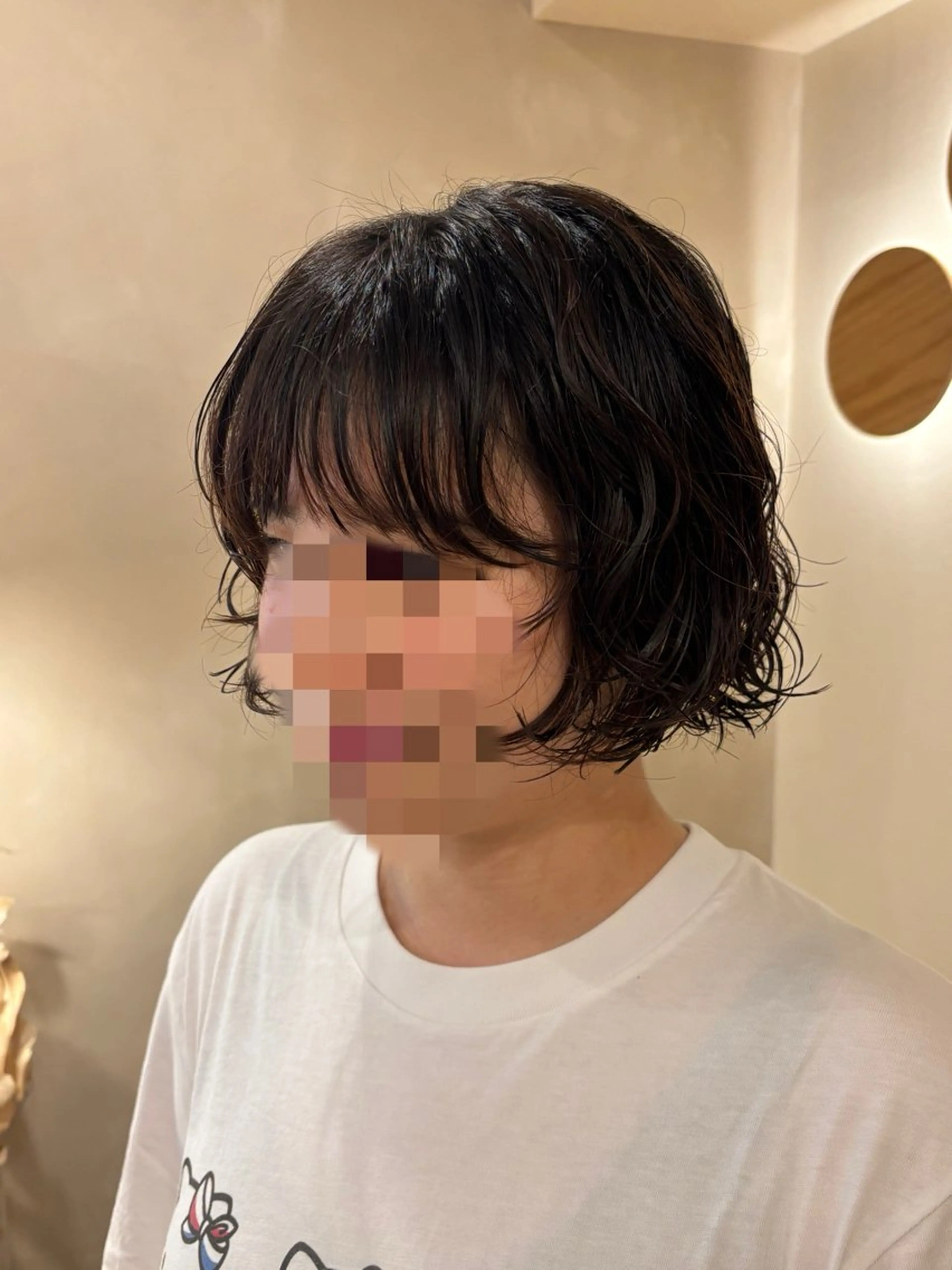 ミディアム パーマ ミディアムパーマ ボブ カット パーマ シンバヒナノ/パーマ レイヤー/髪質改善のヘアスタイル