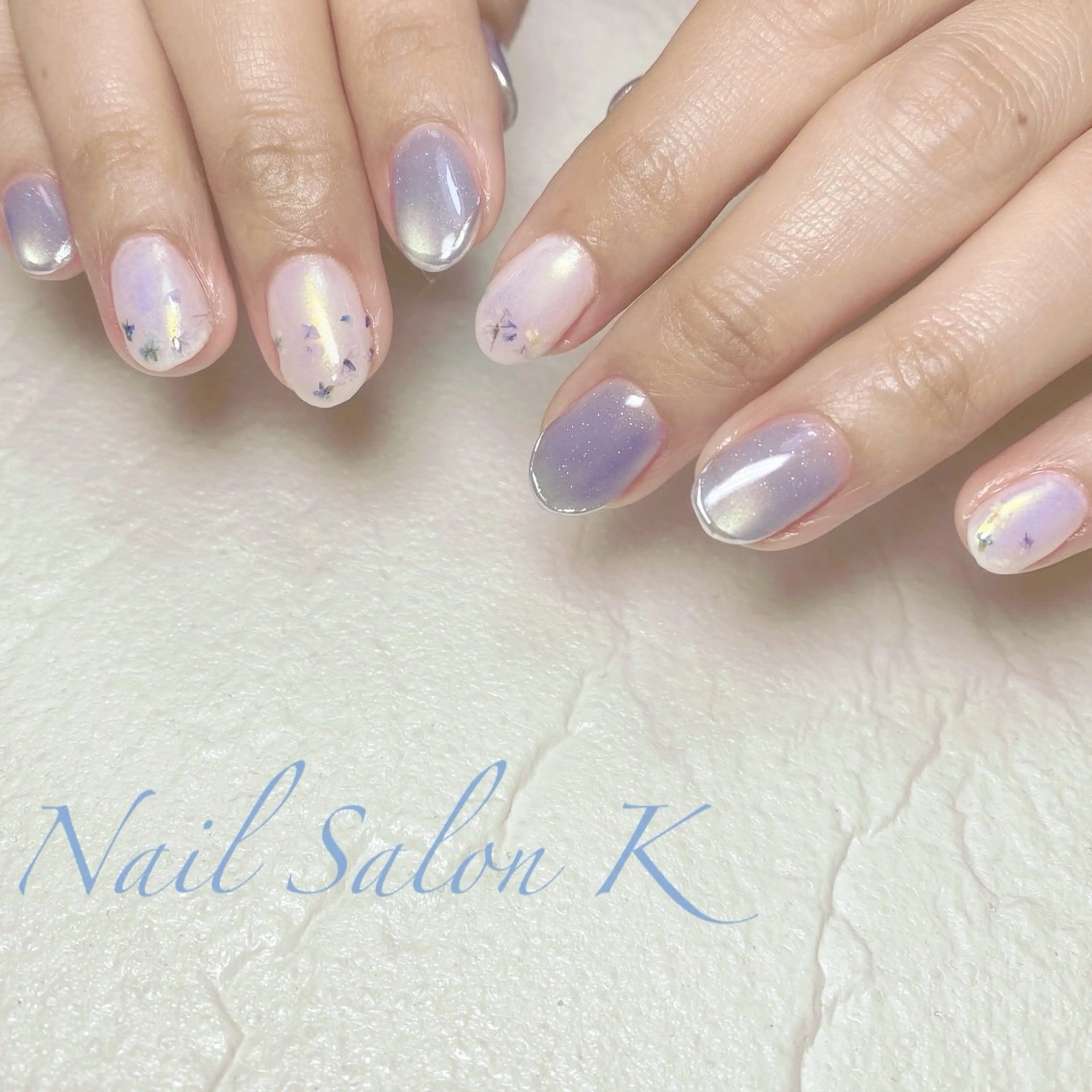 ネイル オーロラネイル ブルー フラッシュネイル マグネットネイル ハンドネイル Nail Salon K 🧸美爪育成のネイルデザイン