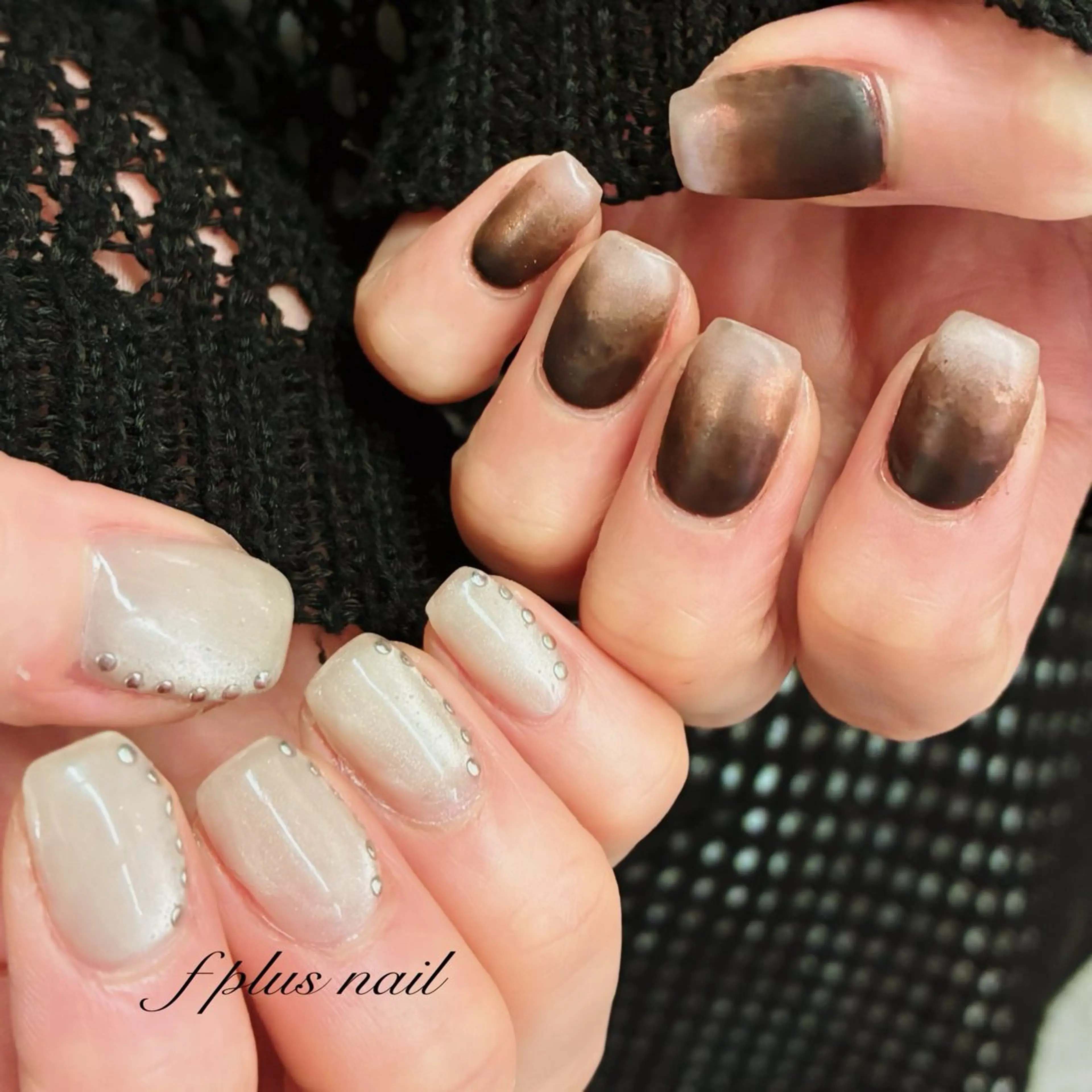 ネイル ブラウン マグネットネイル ミラーネイル ニュアンスネイル シンプルネイル ハンドネイル kanako nail🌷のネイルデザイン