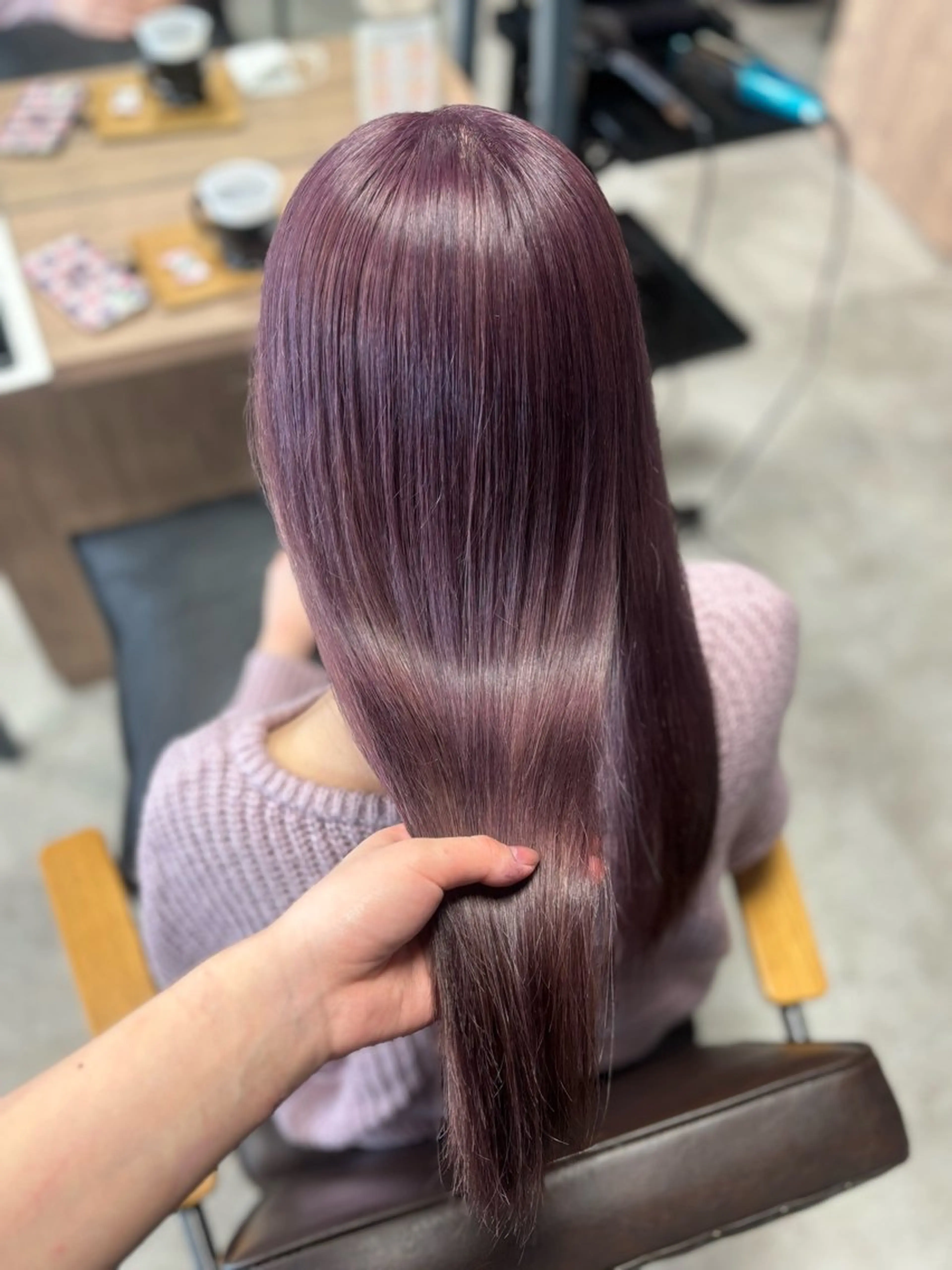 ロング カラー ブリーチ ラベンダーカラー ラベンダーピンク ピンクカラー きょうか🩶 /艶髪/ボブのヘアスタイル