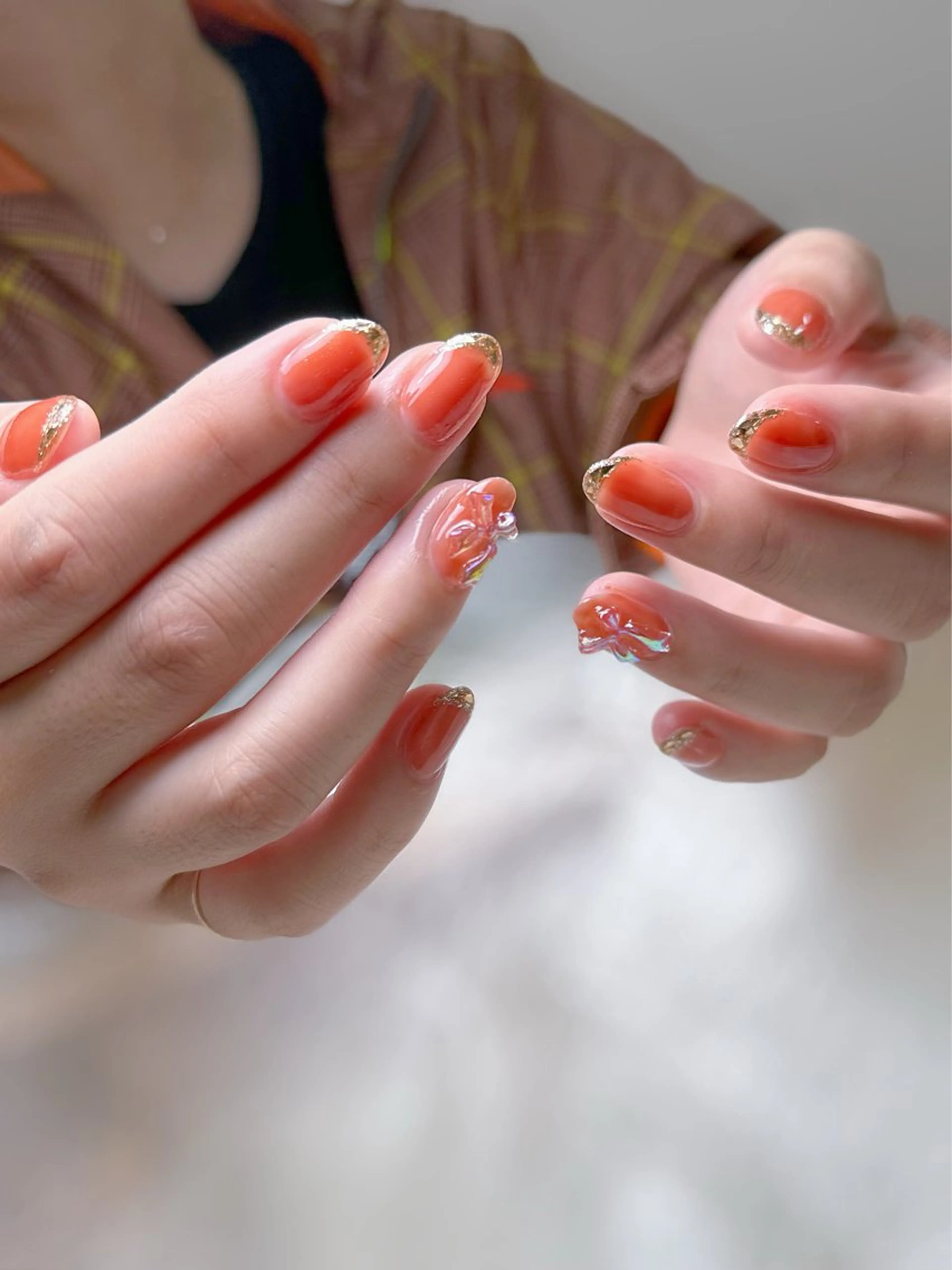 ネイル フレンチネイル ガラスフレンチ ハンドネイル Maggie nailクロのネイルデザイン