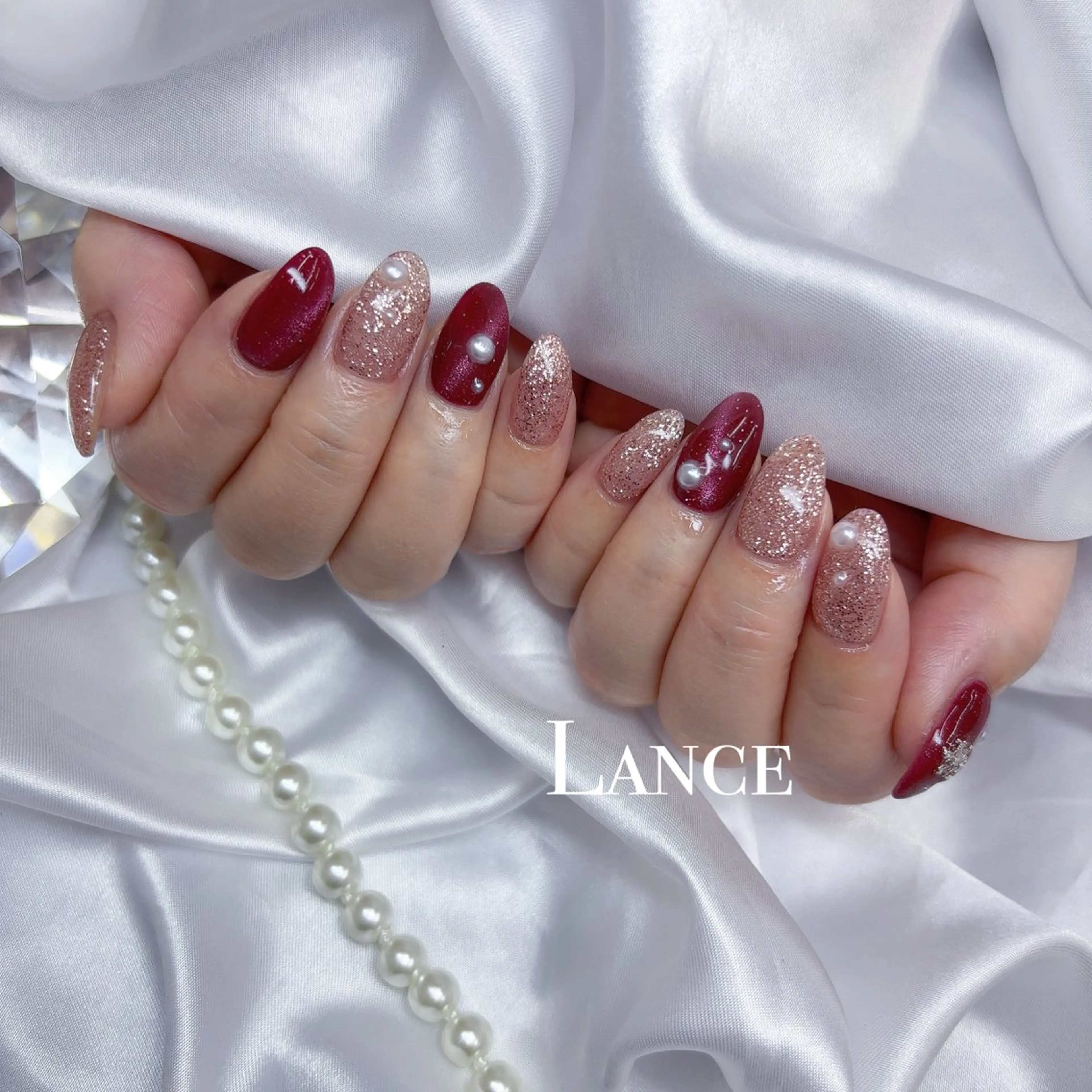 ネイル オーロラネイル フットネイル フレンチネイル ガラスフレンチ 氷ネイル・うるうるネイル ハンドネイル Lance nailのネイルデザイン