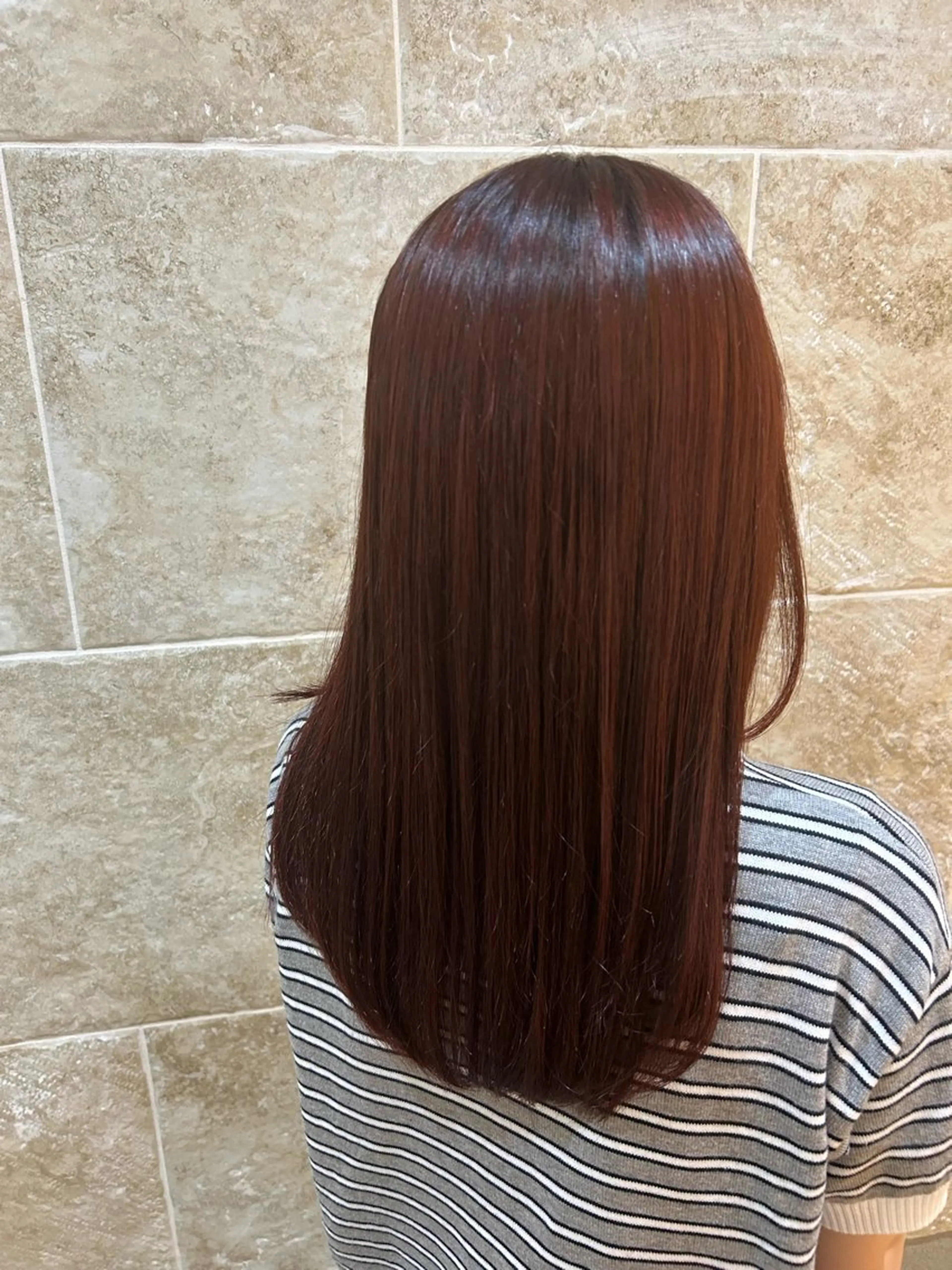 ミディアム カラー ブリーチ ブラウンカラー ブリーチなしカラー オレンジ オレンジブラウン ヘアカラー 長田 有紗のヘアスタイル