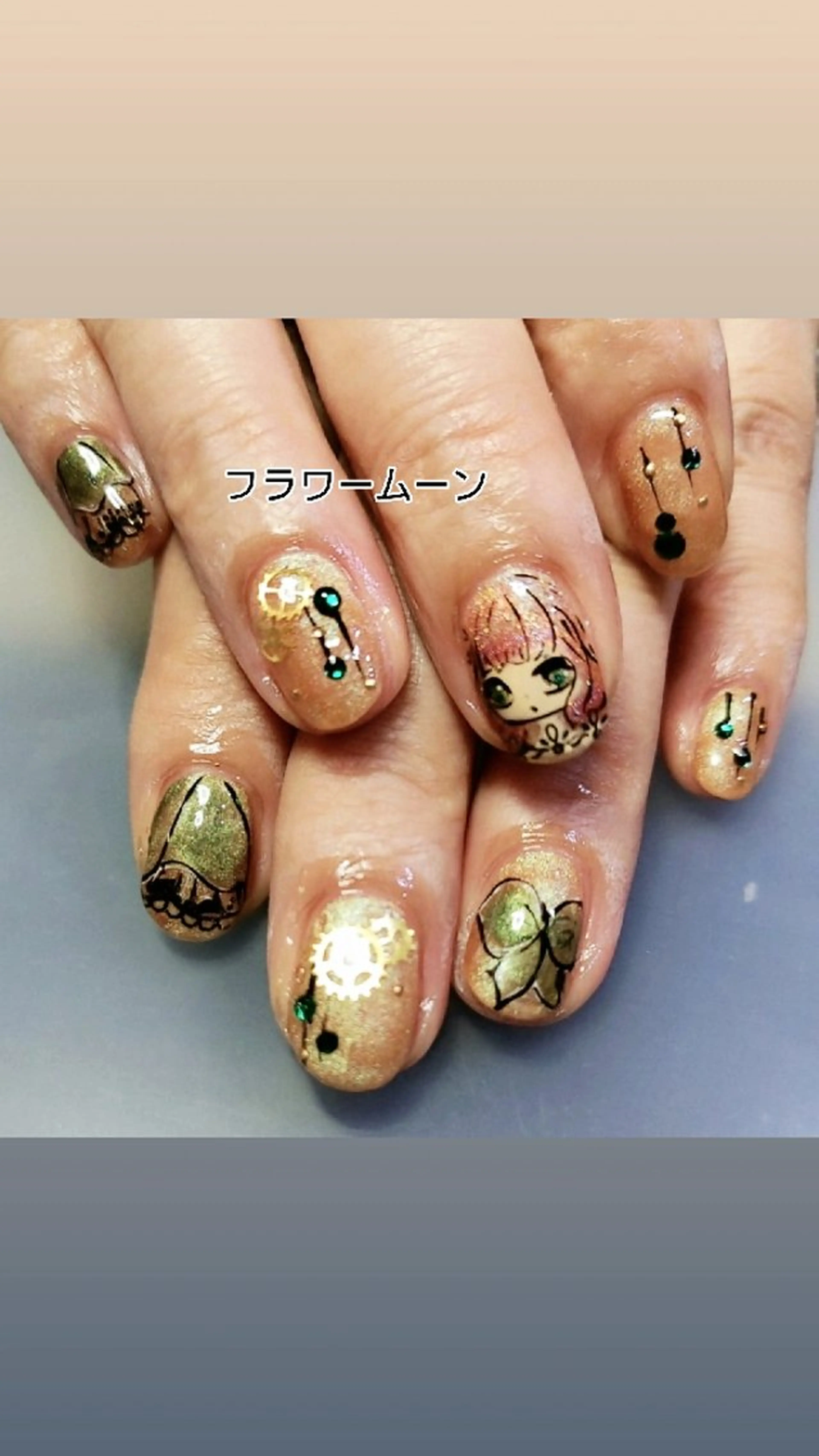 ネイル マグネットネイル ハンドネイル ハンドケア フラワー ムーンのネイルデザイン