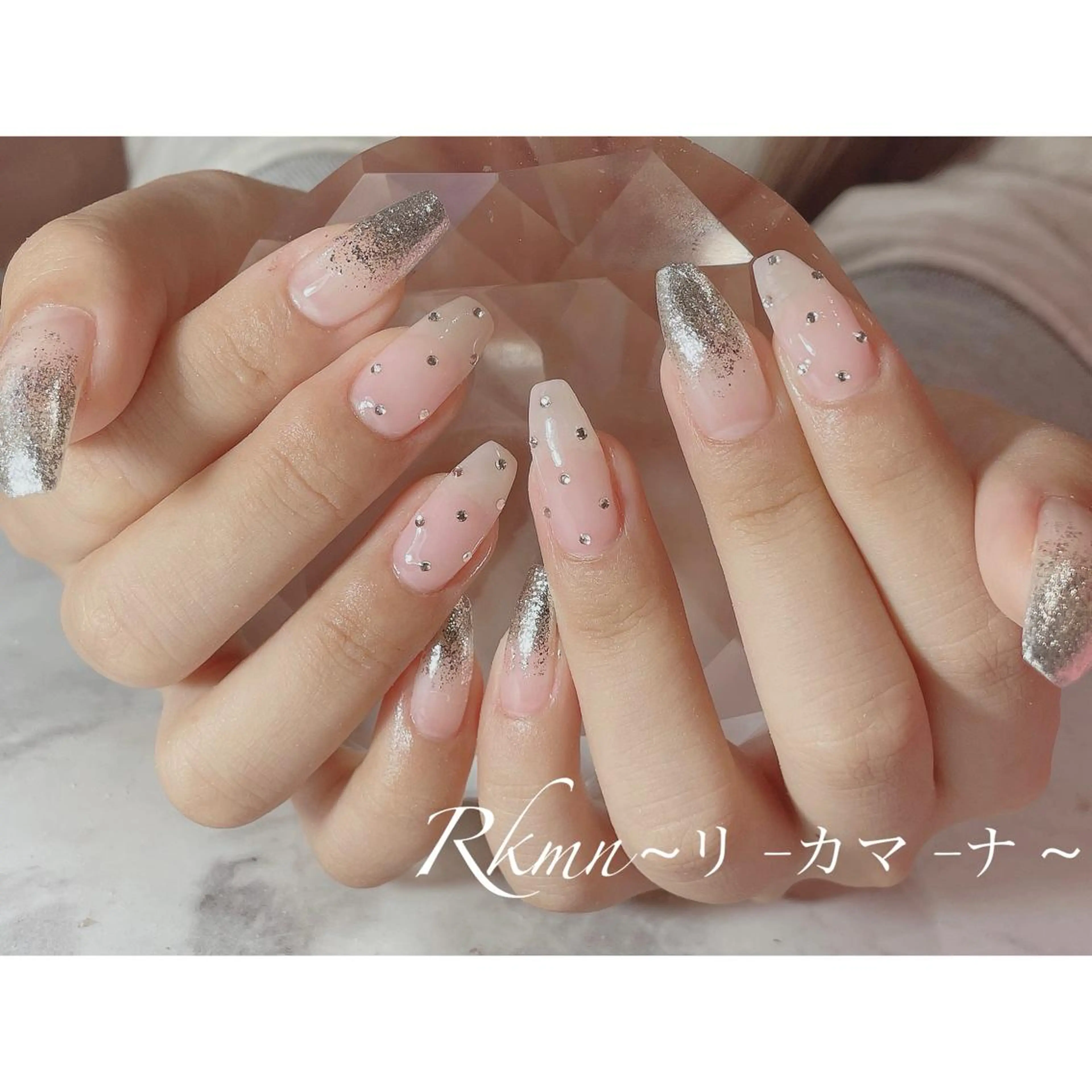 ネイル アートネイル ラメ(グリッター) ラメグラデーション シンプルネイル 春ネイル ハンドネイル フットネイル ハンドケア Rkmn ~リ-カマ-ナ~のネイルデザイン