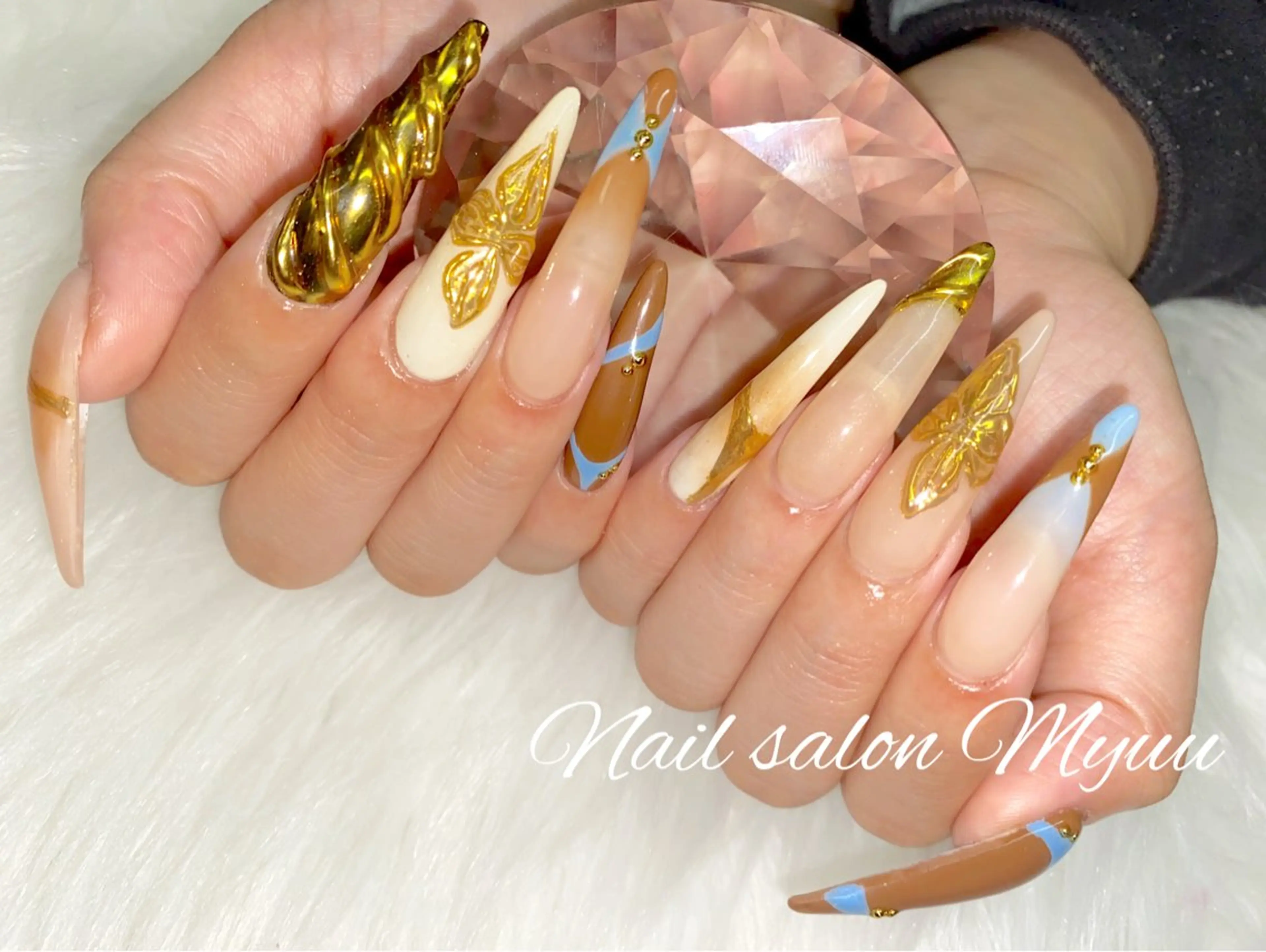 ネイル ロングネイル 持ち込み スカルプネイル ネイルチップ Nailsalon Myuu笠原のネイルデザイン