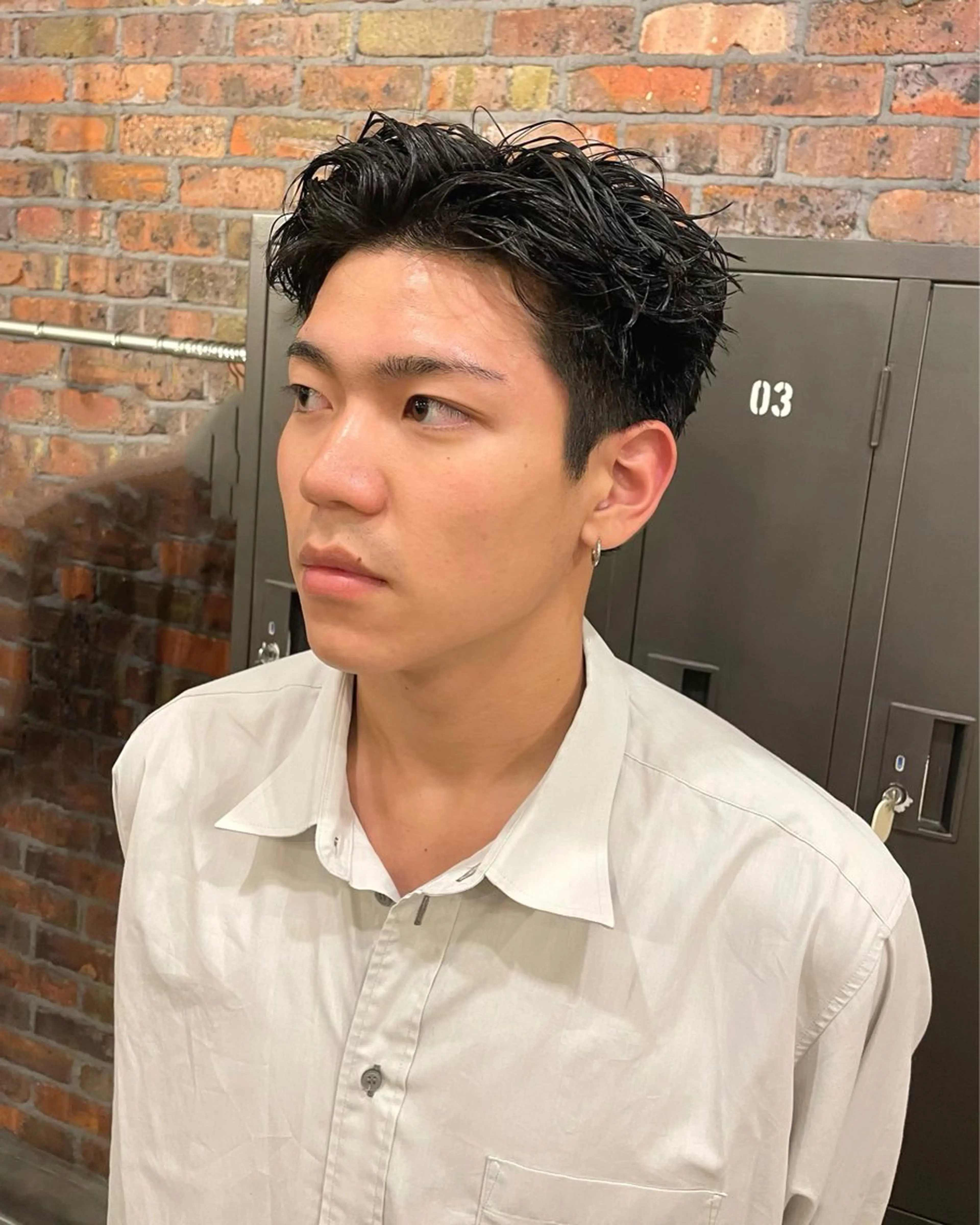 パーマ メンズ メンズパーマ スパイキーショート ツイストスパイラルパーマ スパイラルパーマ カット パーマ the BRIDGE 大橋伊織のヘアスタイル