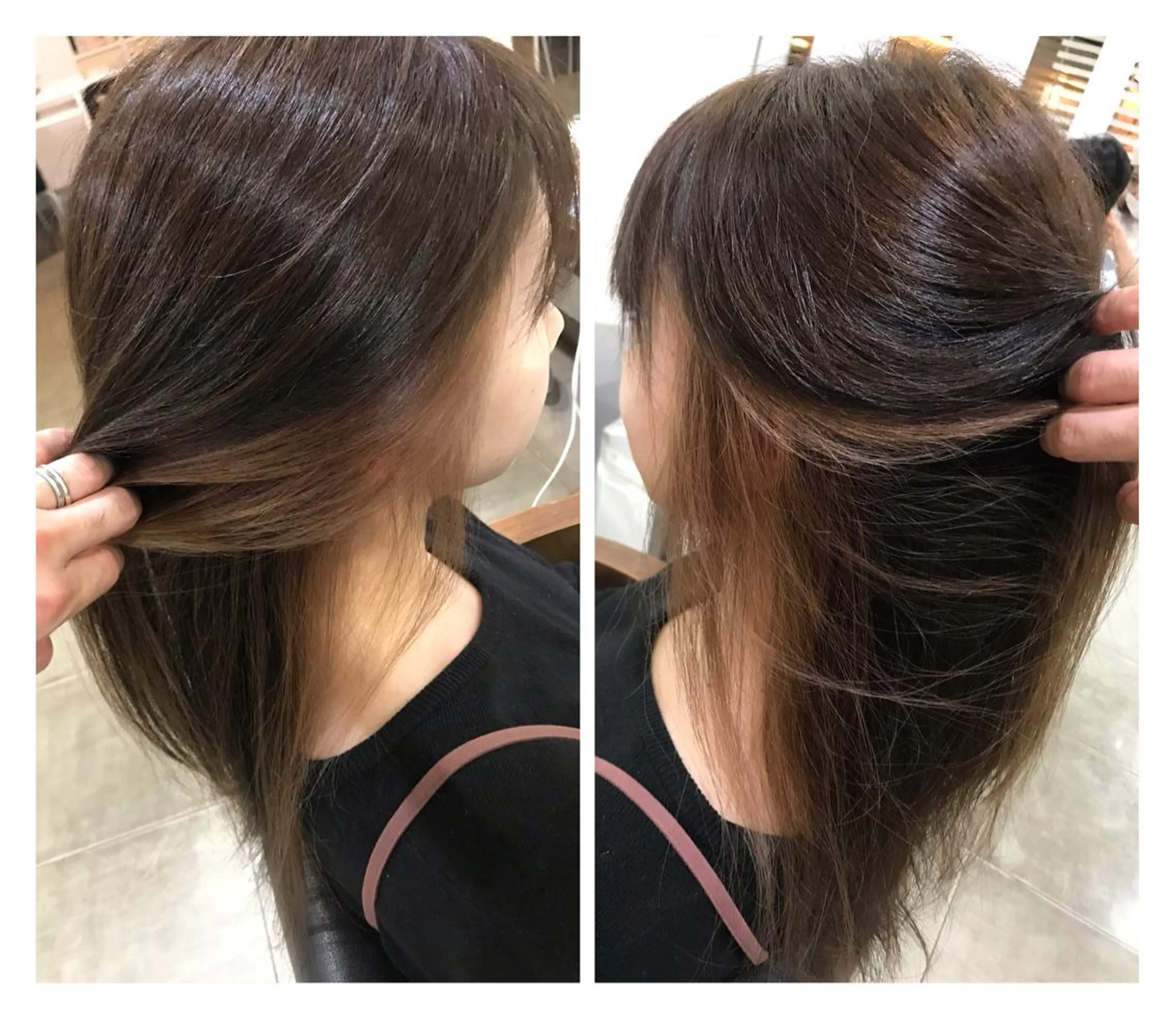 セミロング カラー ヘアアレンジ インナーカラー 烏山 達也のヘアスタイル