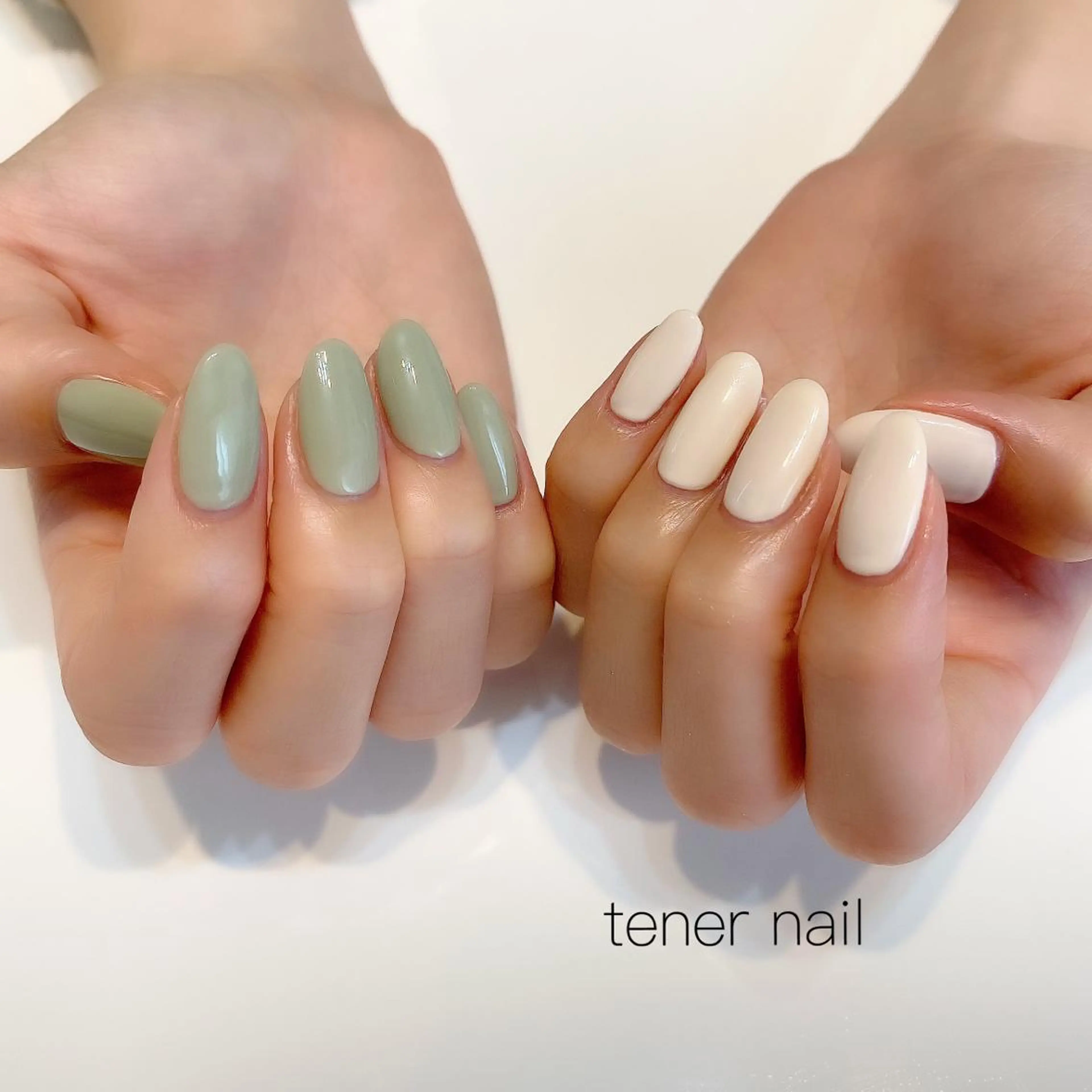 ネイル ワンカラーネイル ピスタチオネイル テネルネイル tener nailのネイルデザイン