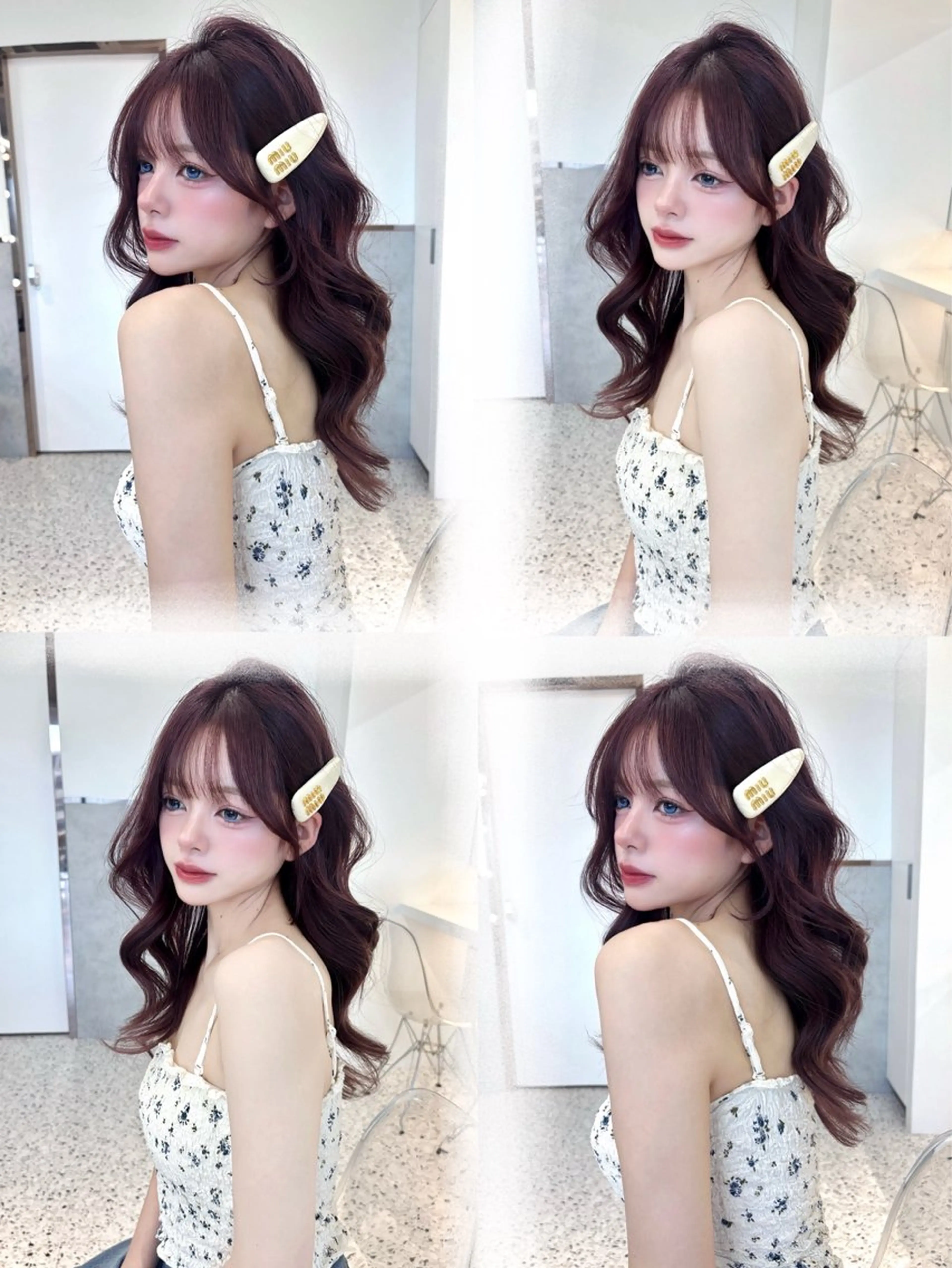 ミディアム ヘアカラー rina／ベージュ ワンホン/韓国ヘアのヘアスタイル