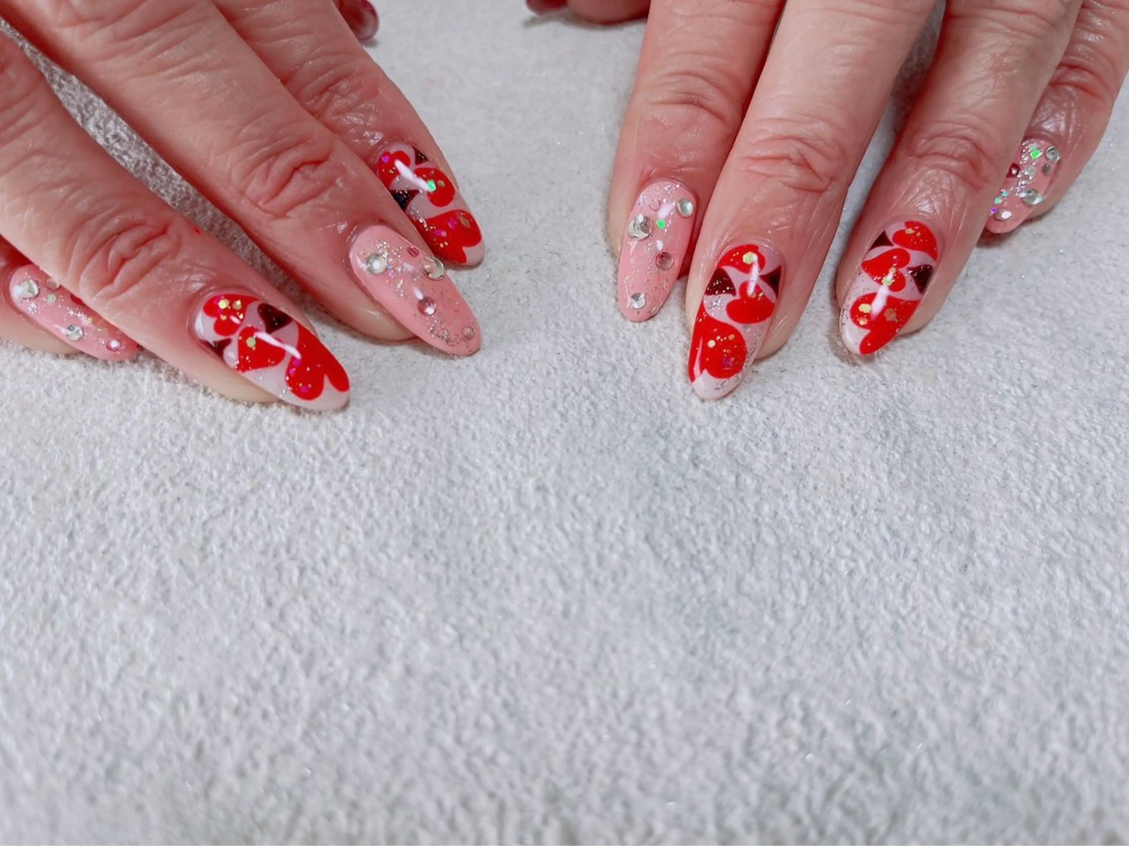 ネイル ジェルネイル ハート 韓国ネイル メンズネイル パラジェル kiki nail たまプラーザのネイルデザイン