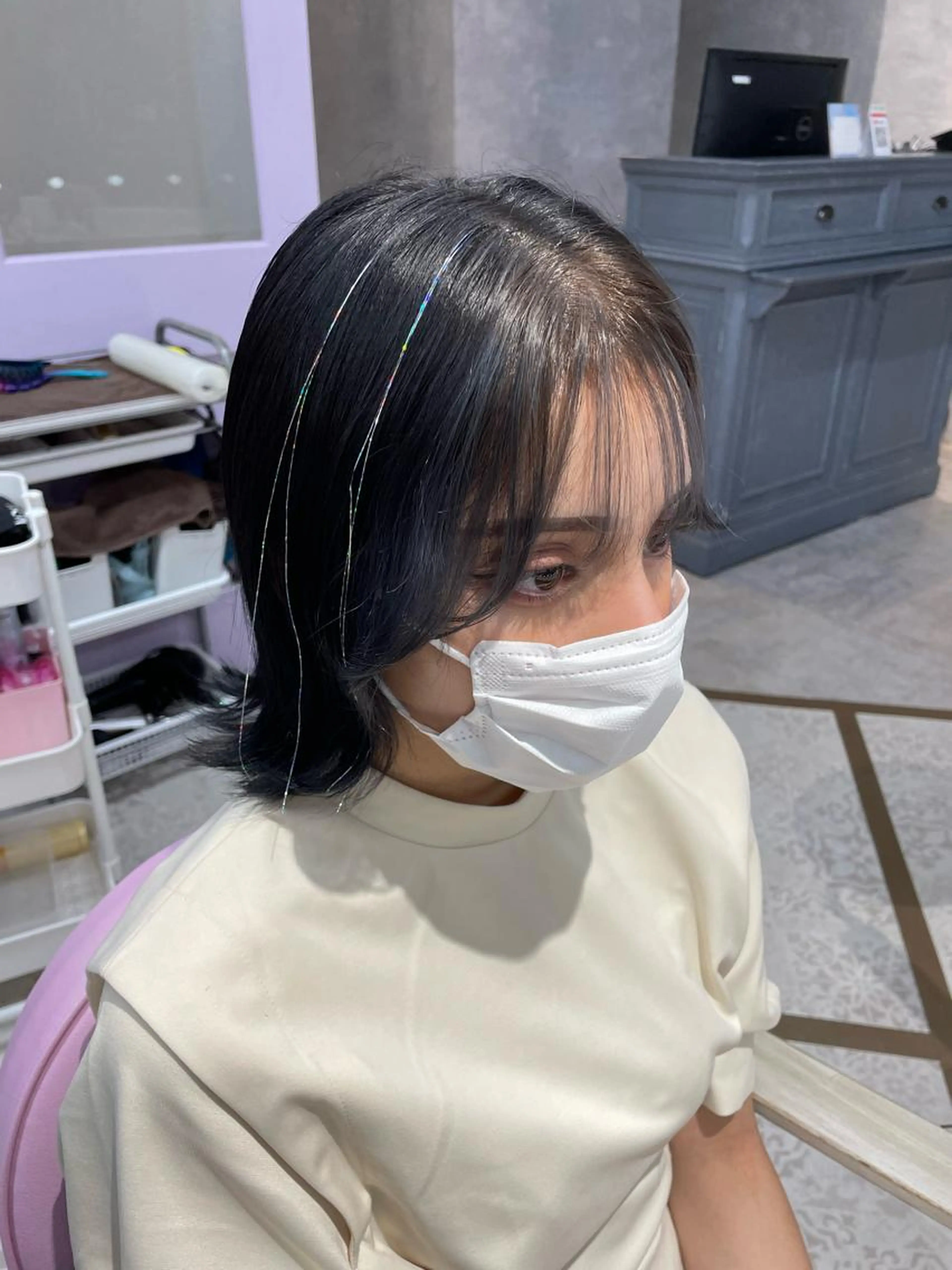 【⠀🎈ワンカラー➕ティンセル6本 🎈⠀】(コテ巻き仕上げ込み♡)の写真