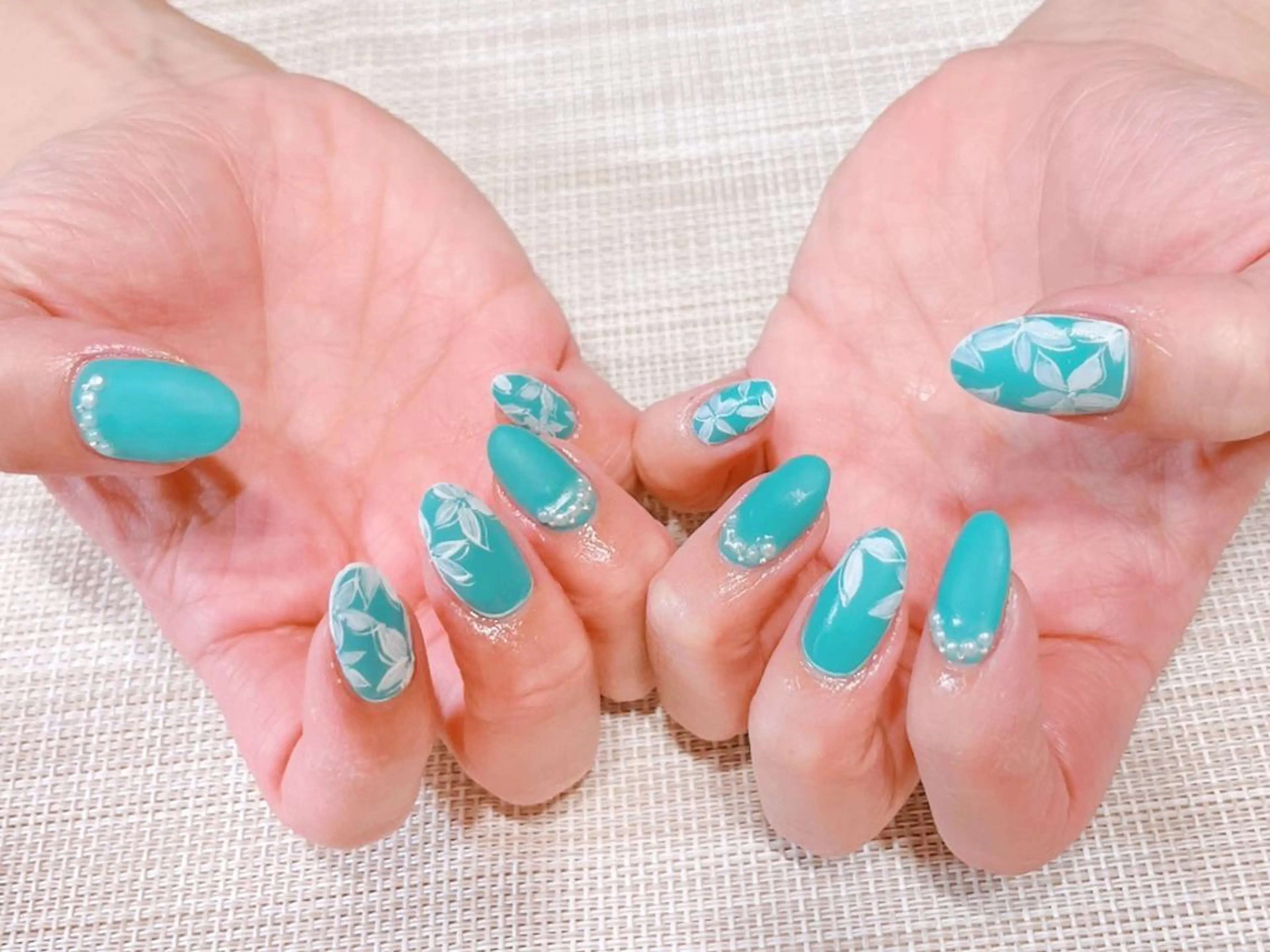 ネイル ブルー ハンドネイル NailSalon liberのネイルデザイン