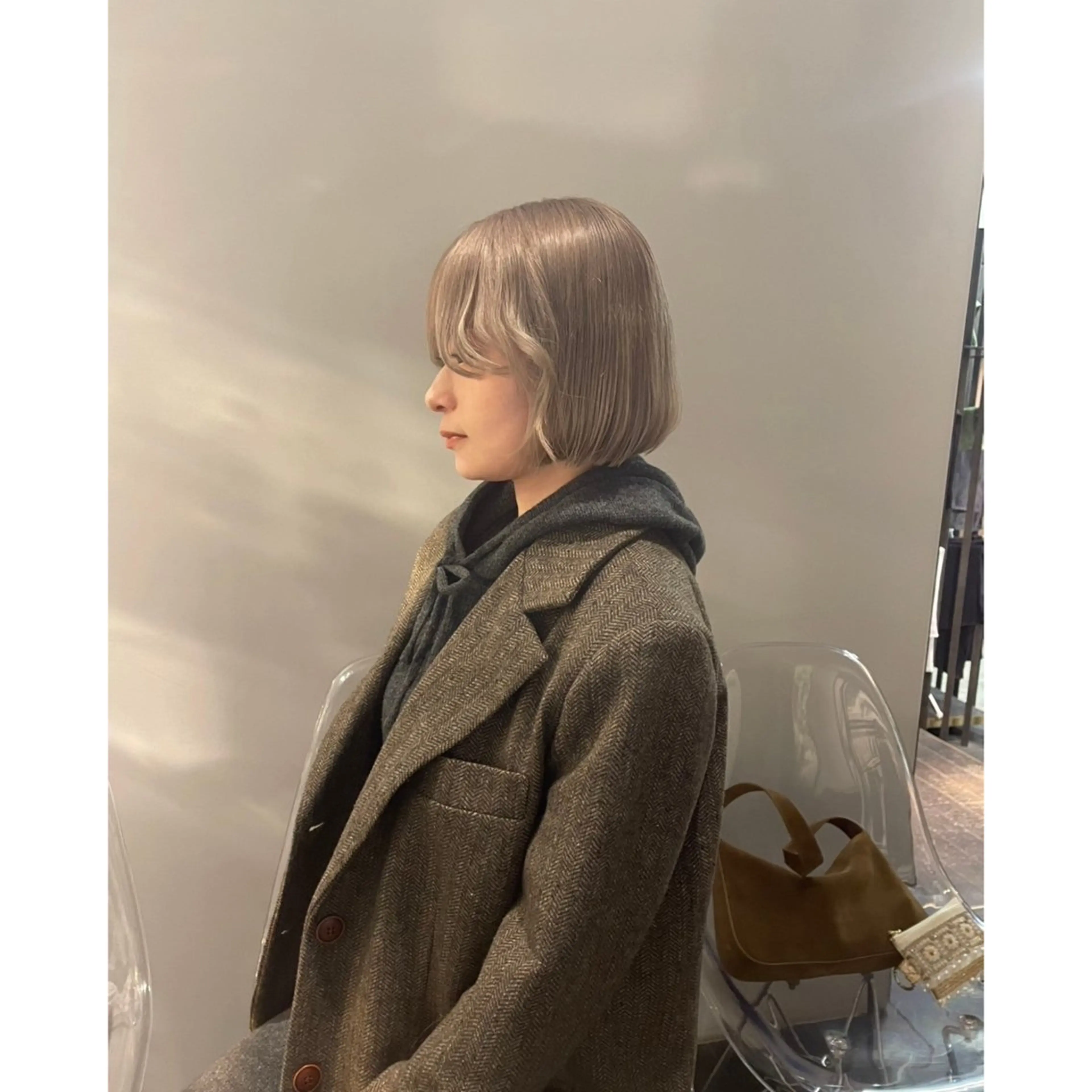 カラー ブリーチ ハイトーンカラー ボブ カット ヘアカラー トリートメント 高畑 秋香のヘアスタイル