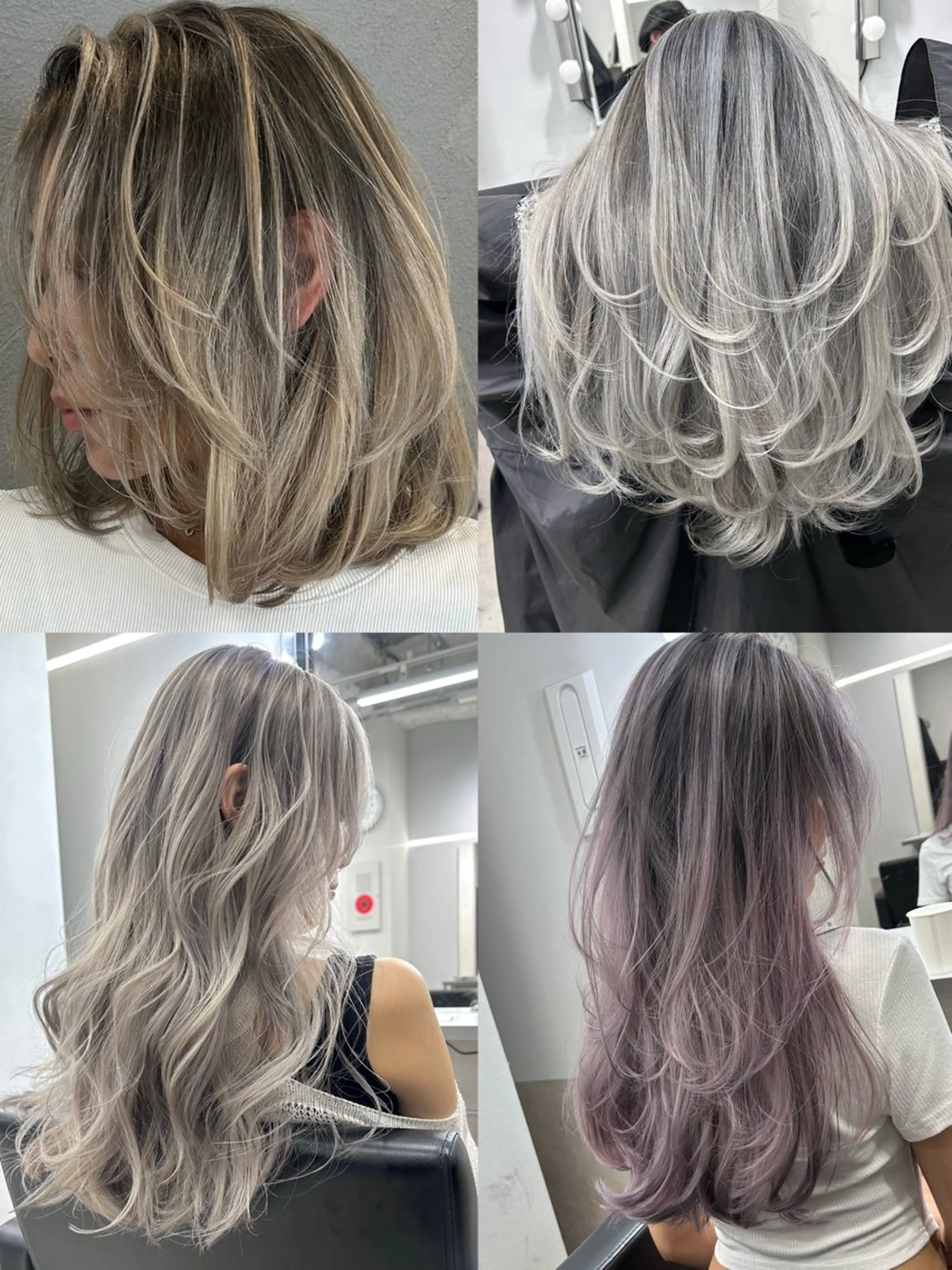 セミロング カラー バレイヤージュ デザインカラー ハイライトカラー ハイライト レイヤーカット ヘアカラー Giselハヤシ ケンタのヘアスタイル