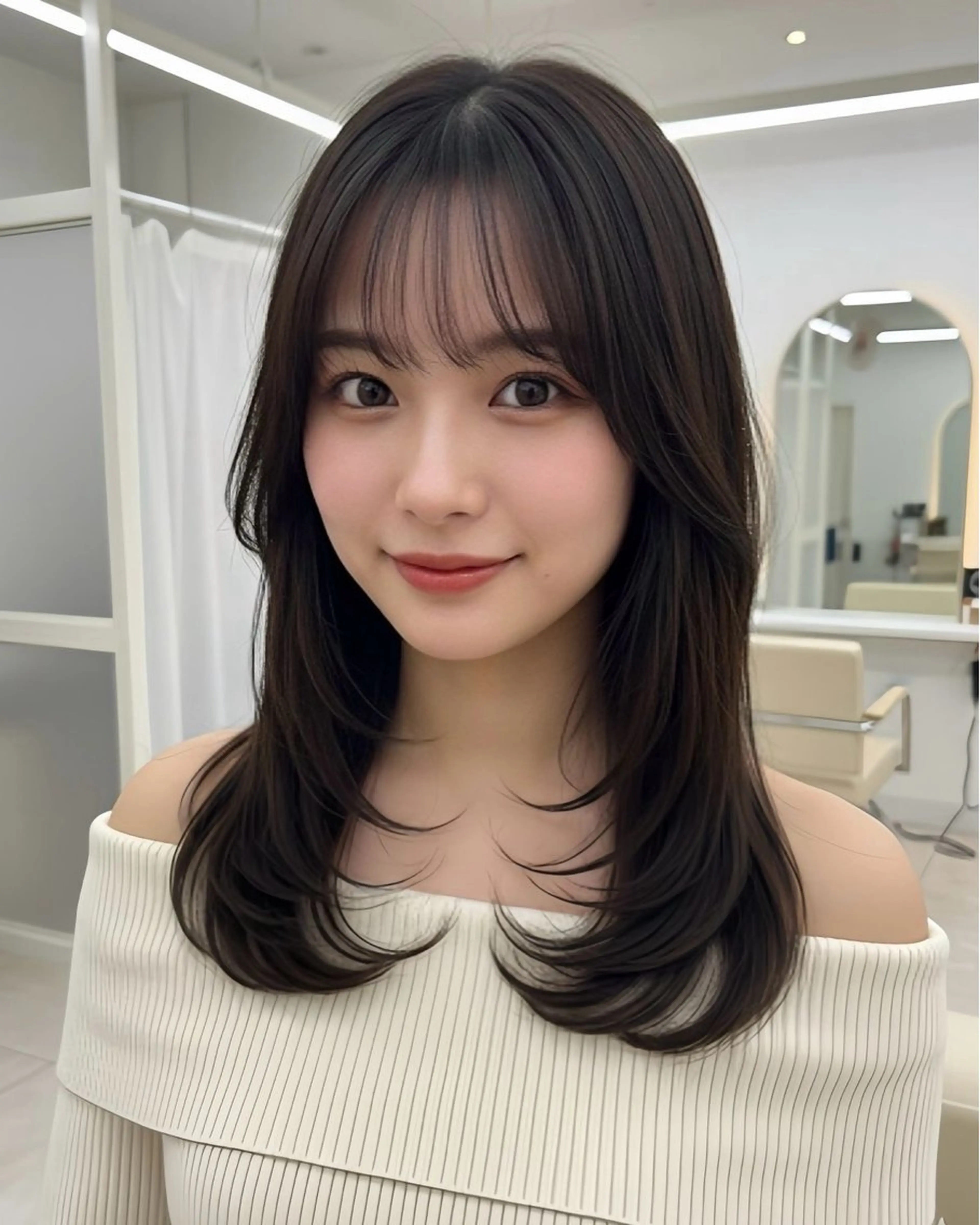 セミロング レイヤーカット 小顔カット ショートカット /バレイヤージュ✨のヘアスタイル